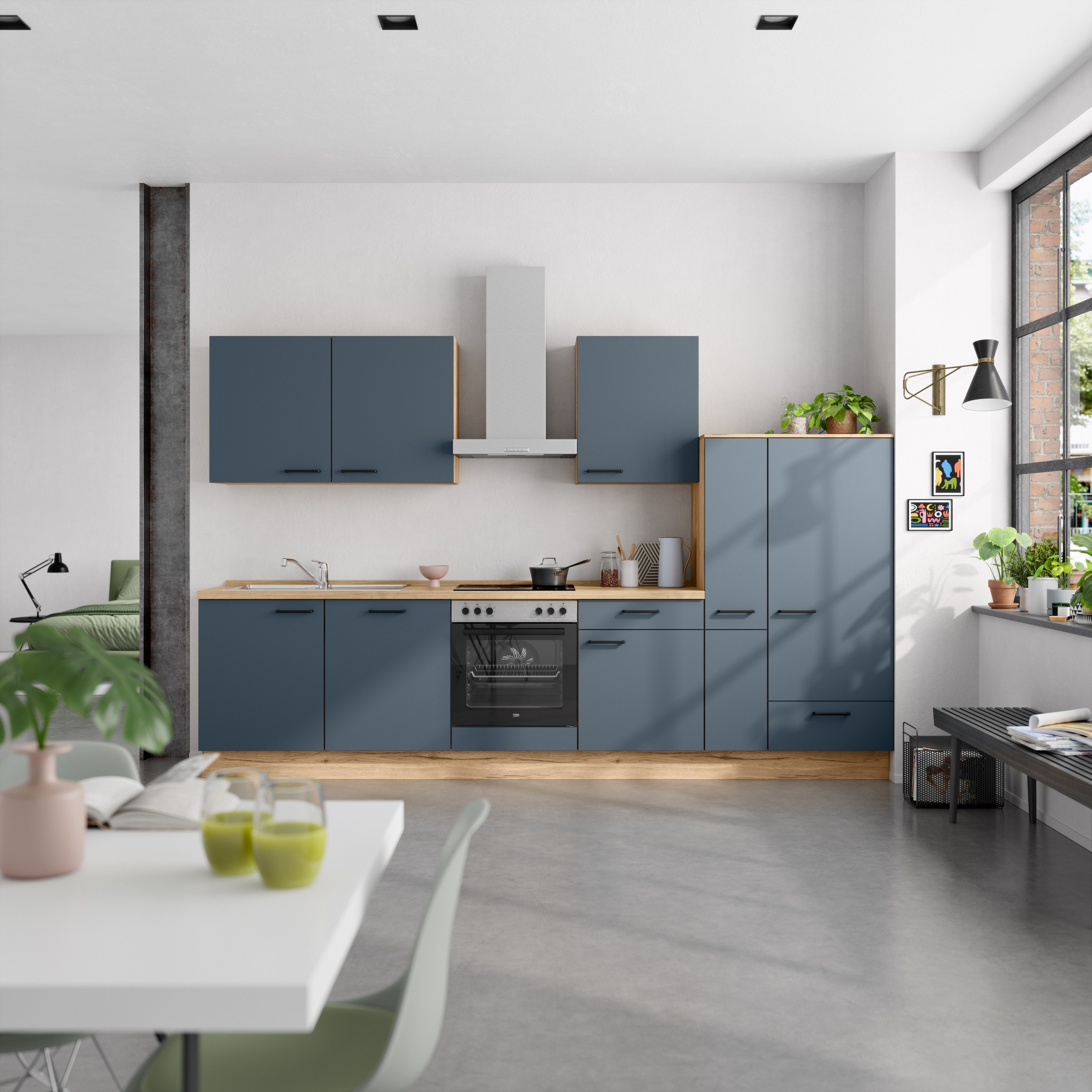 nobilia® Küchenzeile »"Easytouch I"«, vormontiert, Ausrichtung wählbar, Breite 330 cm, wahlw. mit E-Geräten