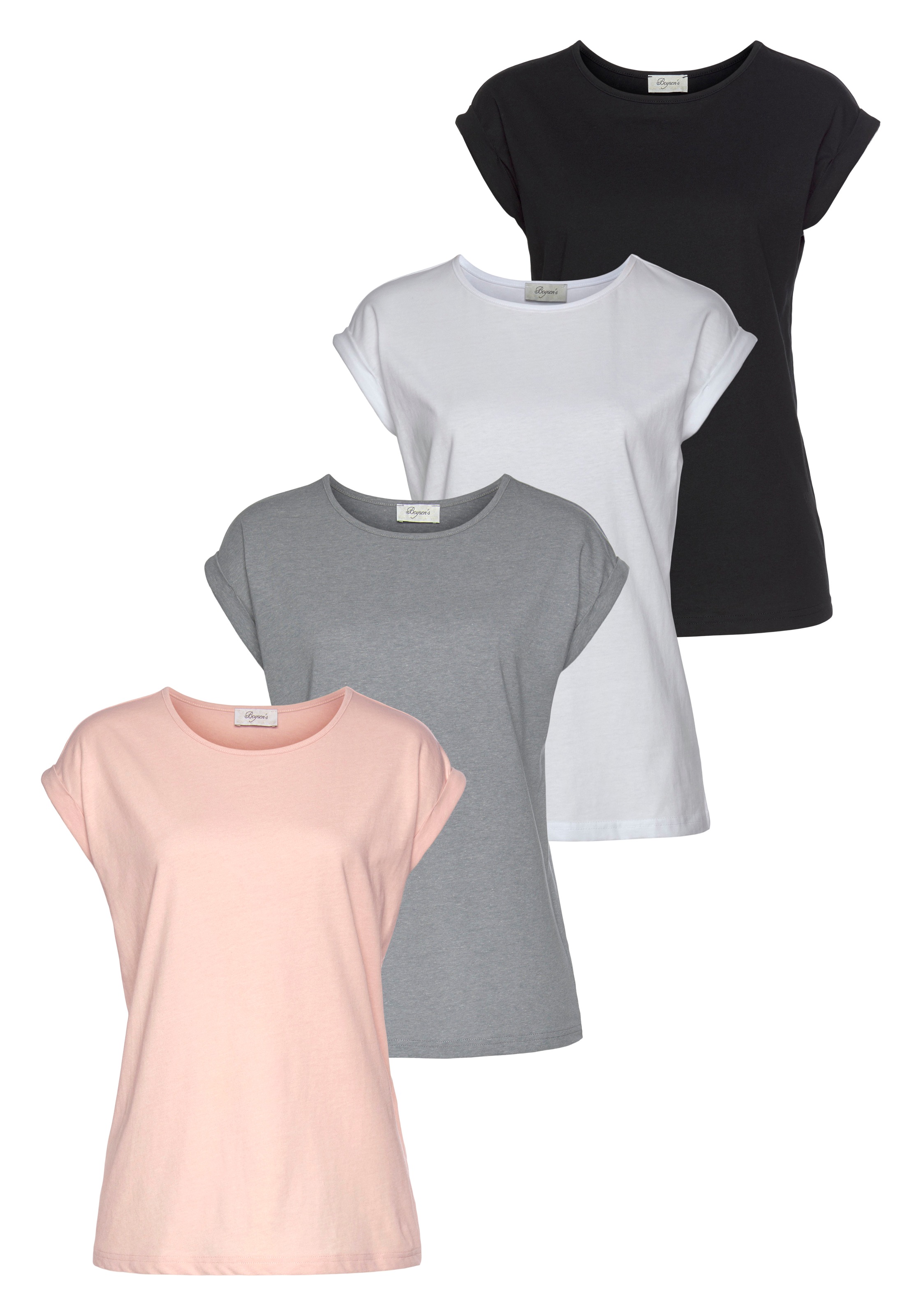Boysens T-Shirt, (Packung), Kurzarm, basic, Rundhalsausschnitt - NEUE FARBE günstig online kaufen