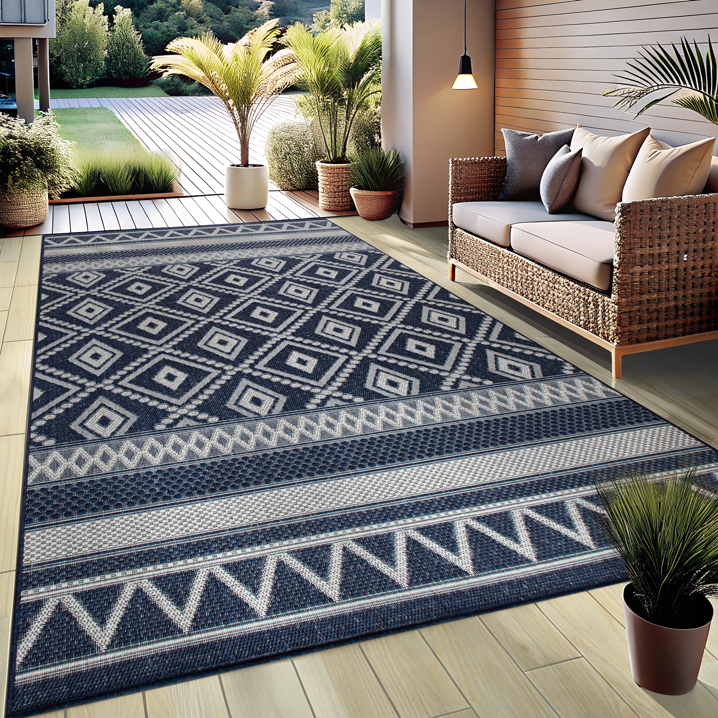 my home Teppich »Toronto auch als Läufer erhältlich«, rechteckig, 3 mm Höhe, In- und Outdoor geeignet, Sisal-Optik, Wetterfest & UV-beständig, Boho
