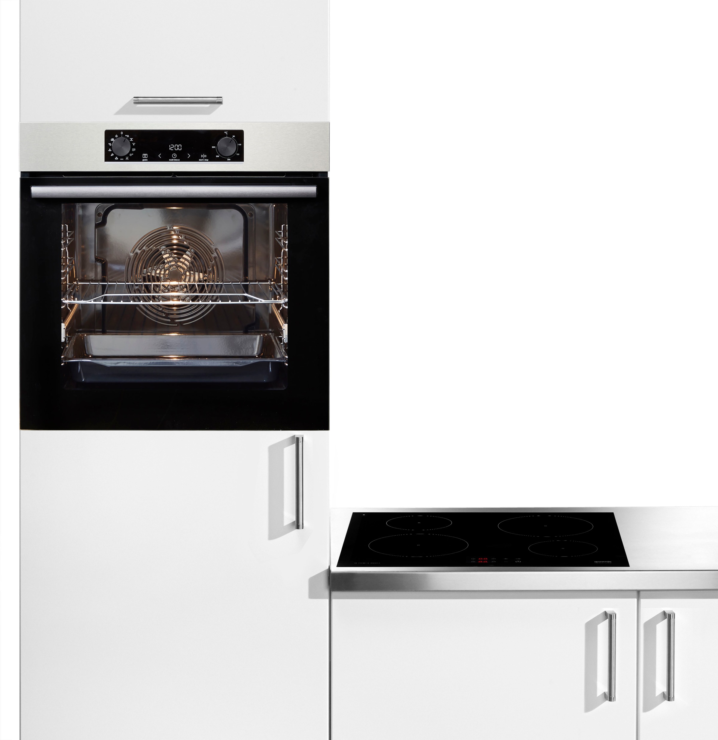 GORENJE Backofen-Set "BOSB 737OTX" mit 1-fach-Teleskopauszug Aqua Clean Set, 2 Stk. tlg. Pizzafunktion mit 300 C – perfekt für Pizza, Focaccia und mehr