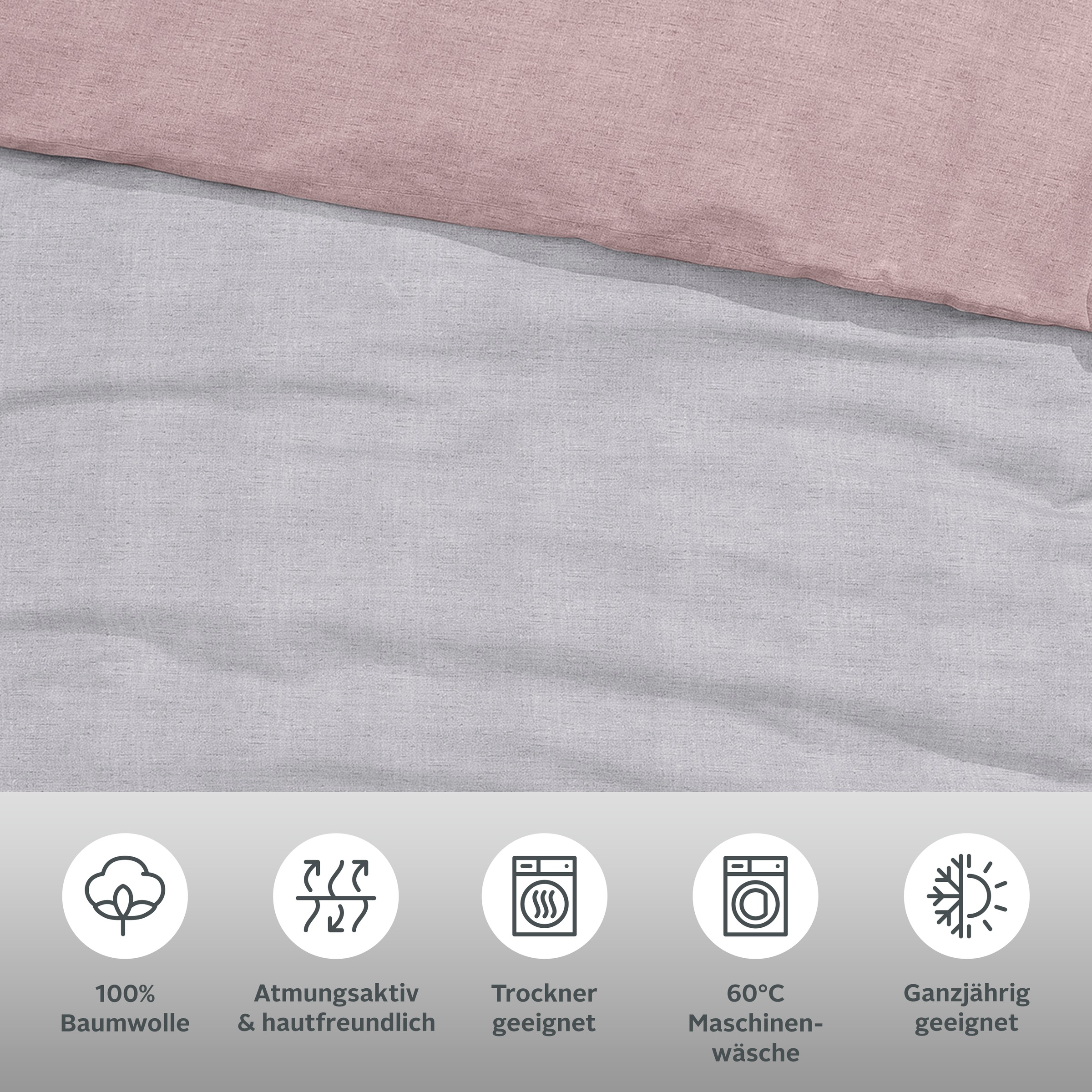 Thumbnail - Bruno Banani Wendebettwäsche "Merlin in Gr. 135x200 oder 155x220 cm" 2 Baumwollbettwäsche, Leinen-Look in Melange-Optik