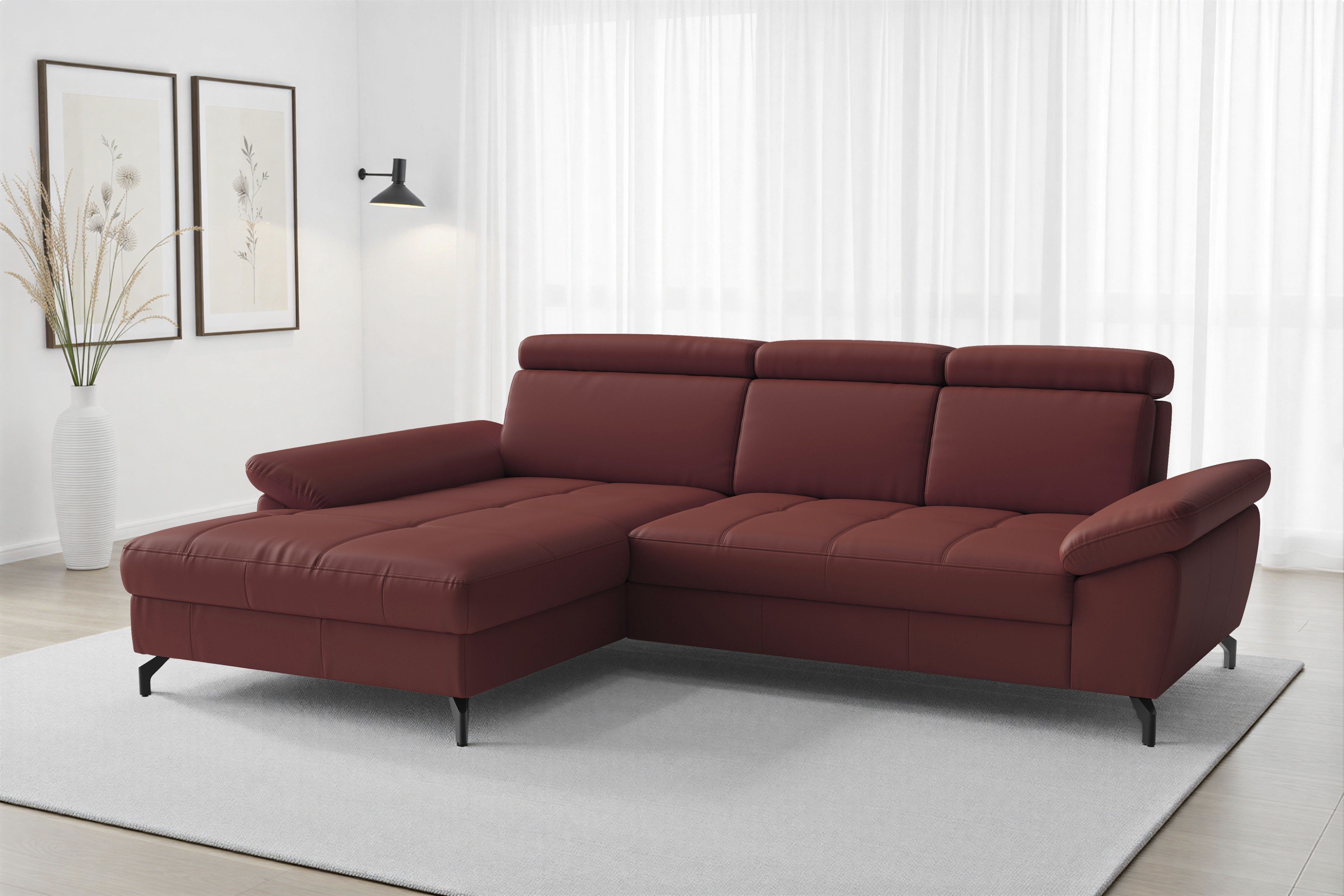 sit&more "Vanity L-Form, Leder, B: 264 cm, mit Sitz-, Kopf u. Armteilverstellung" Couch optional mit Schlaffunktion & Bettkasten, in Leder