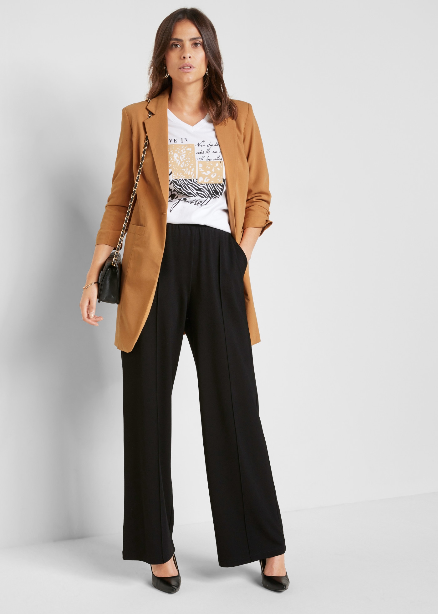 bonprix Marlene-Hose  aus Jersey, Loose Fit, festlicher Stil