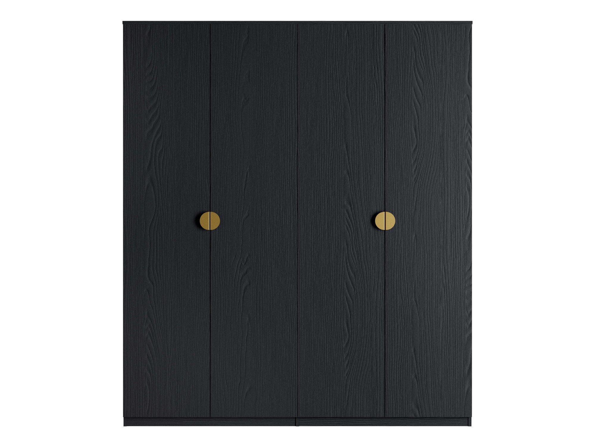 Leonique Kleiderschrank »Kleiderschrank Bellot mit 4 Einlegeböden und 2 Kleiderstange«, Garderobe mit 4 Drehtüren und goldenen Griffen, BxTxH 180x59x209 cm