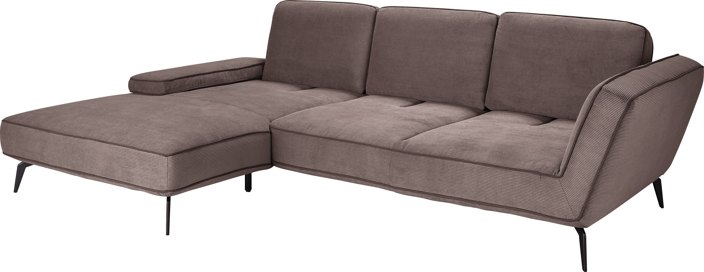 set one by Musterring Ecksofa »SO 4500, Füße schwarz matt, inkl Schwenkrückenfunktion, Cord, L-Form«, wahlweise mit Kopfstütze/Armteilverstellung/Rückenneigung