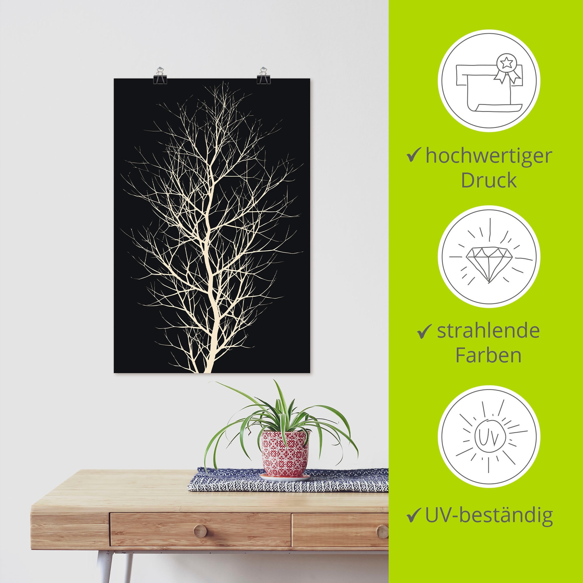 Artland Wandbild »Der schwarze Baum«, Größen Poster in versch. Alubild, St.), Leinwandbild, als oder kaufen (1 Wandaufkleber BAUR Baumbilder, 