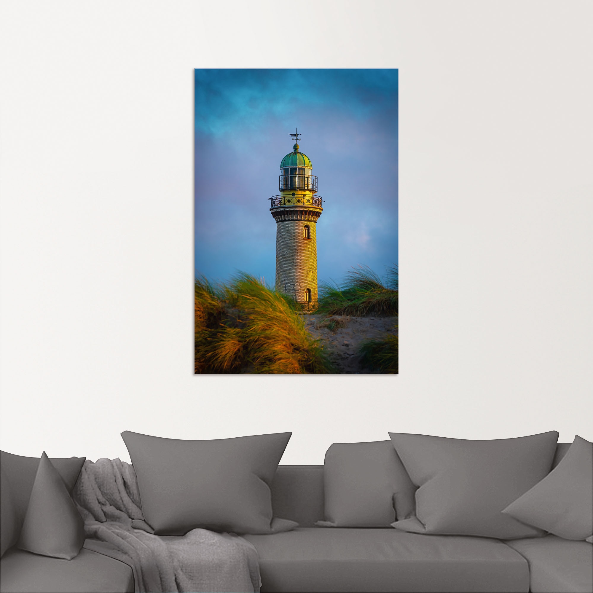 Artland Wandbild »Leuchtturm in Warnemünde«, Gebäude, (1 St.), als Alubild, Leinwandbild, Wandaufkleber oder Poster in versch. Größen