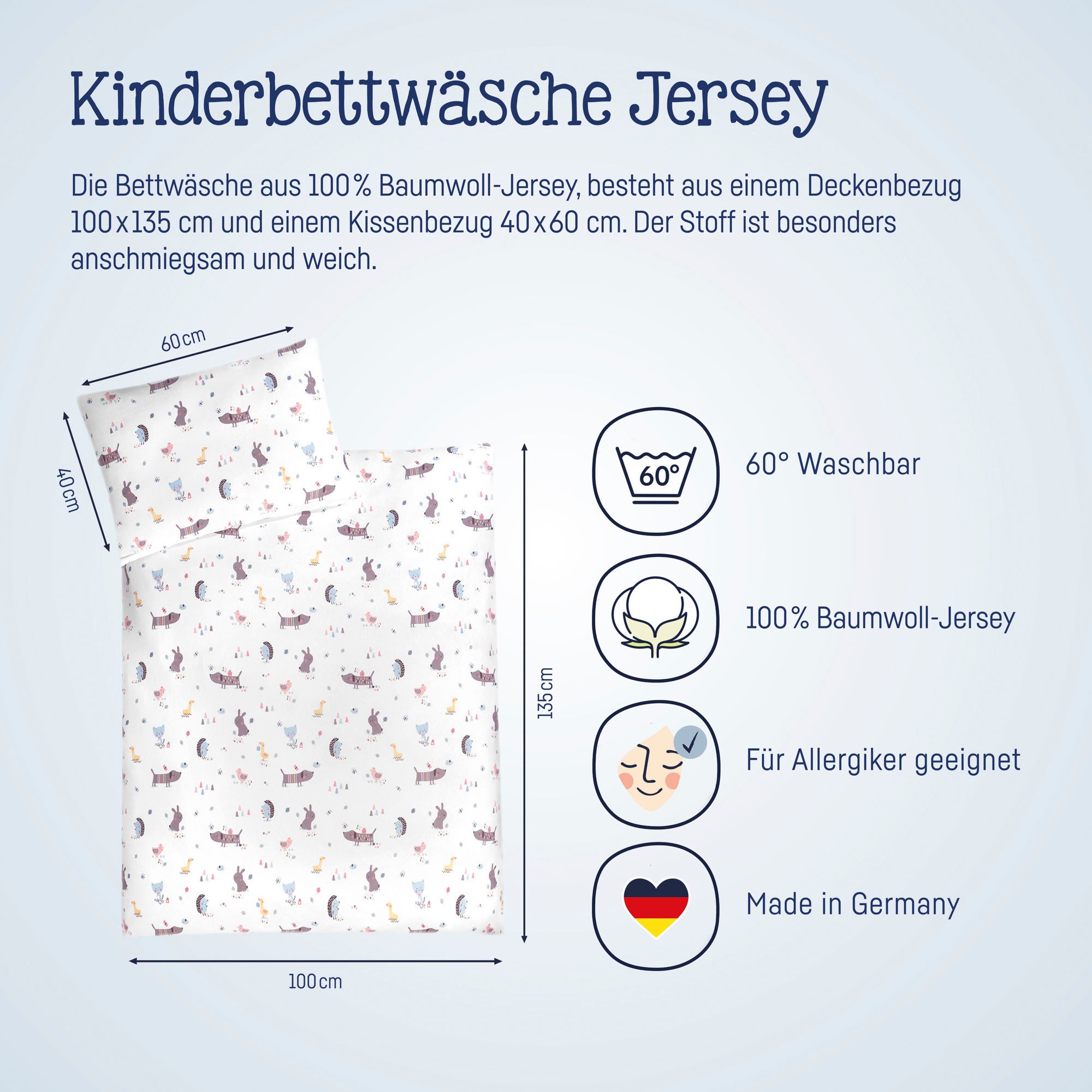 Thumbnail - Julius Zöllner Kinderbettwäsche "Crazy Animals", mit unterschiedlichen Tieren