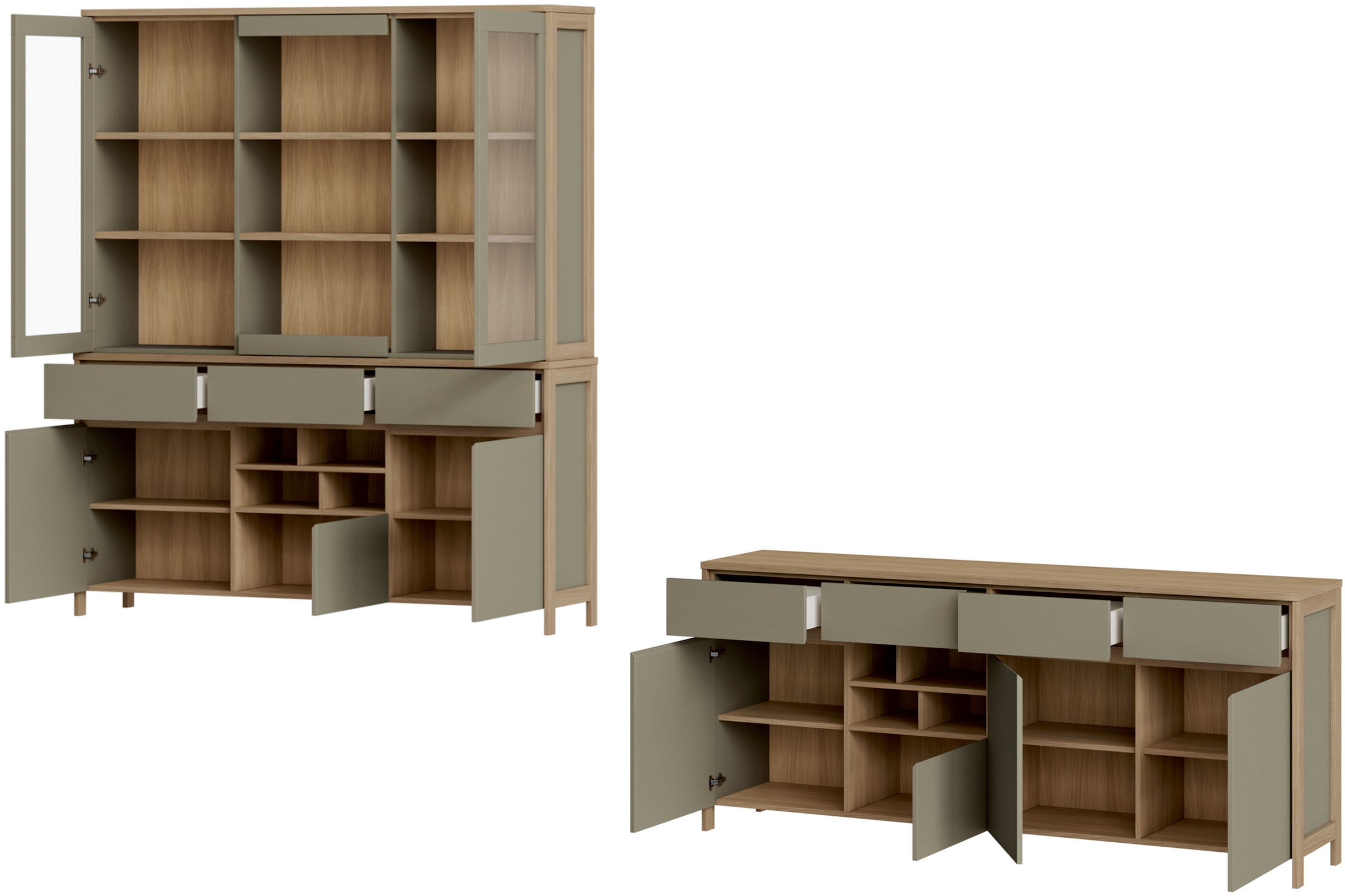 Home affaire Wohnwand »Stranda, moderne Anbauwand, Komplettset im Scandi-Style«, (2 St.), enthält Sideboard und Buffet, ausreichend Stauraum