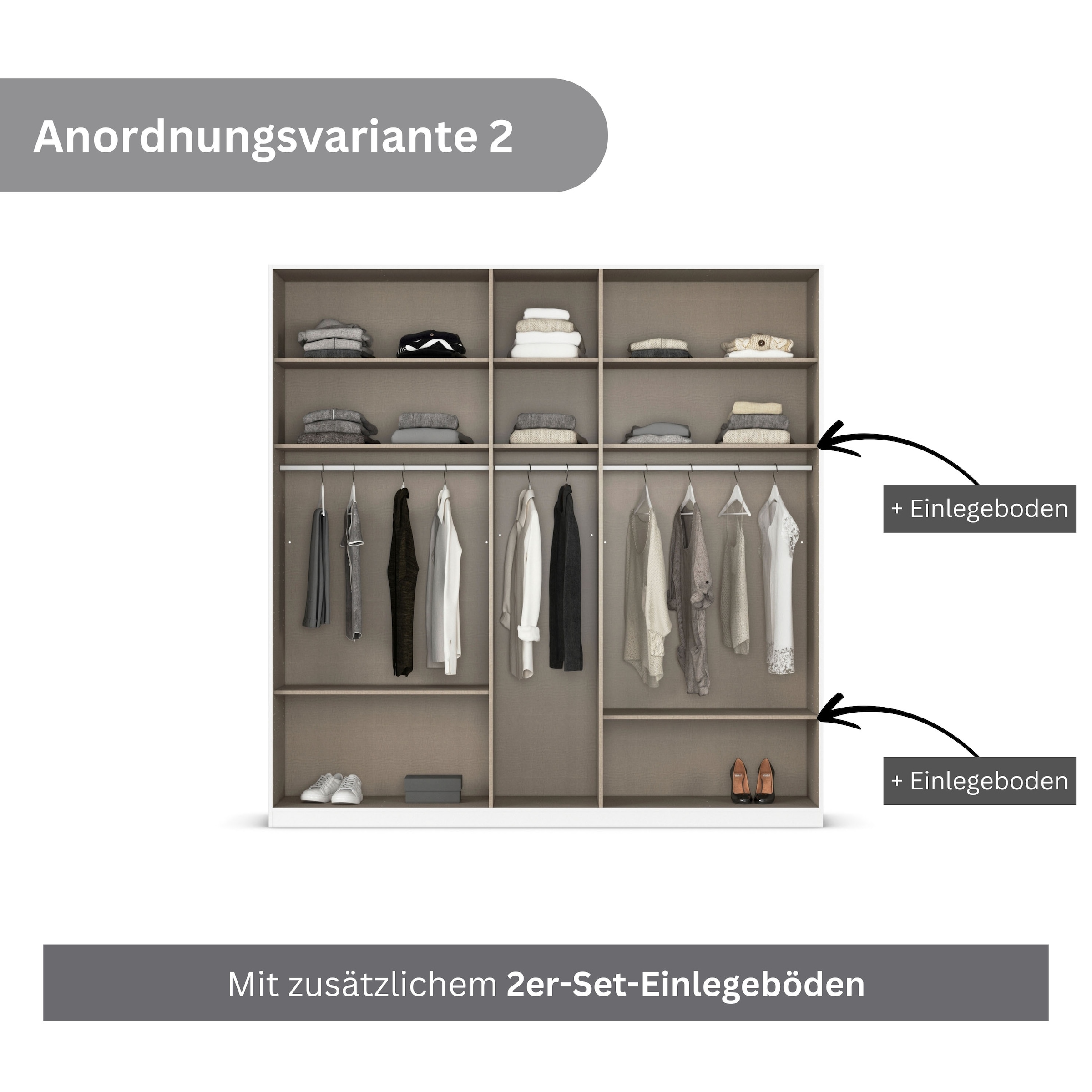 rauch Drehtürenschrank »Kleiderschrank Kleiderschränke Schrank Garderobe AGORDO mit Glasfront«, (in zwei Griff-Farben), durchdachte Innenausstattung, in 6 Breiten und 2 Höhen MADE IN GERMANY