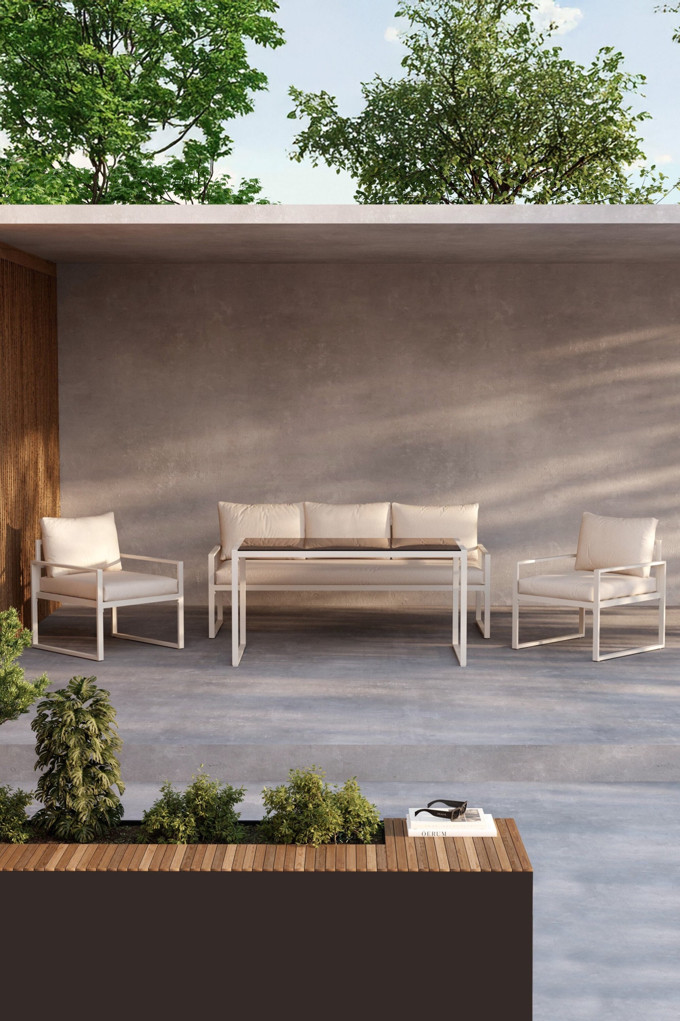 Venture Home Gartenlounge-Set "Catania, großzügiges Outdoor-Set für hohen Sitzkomfort" 4 tlg. Loungemöbel mit Stoffbezug, angenehm, weich