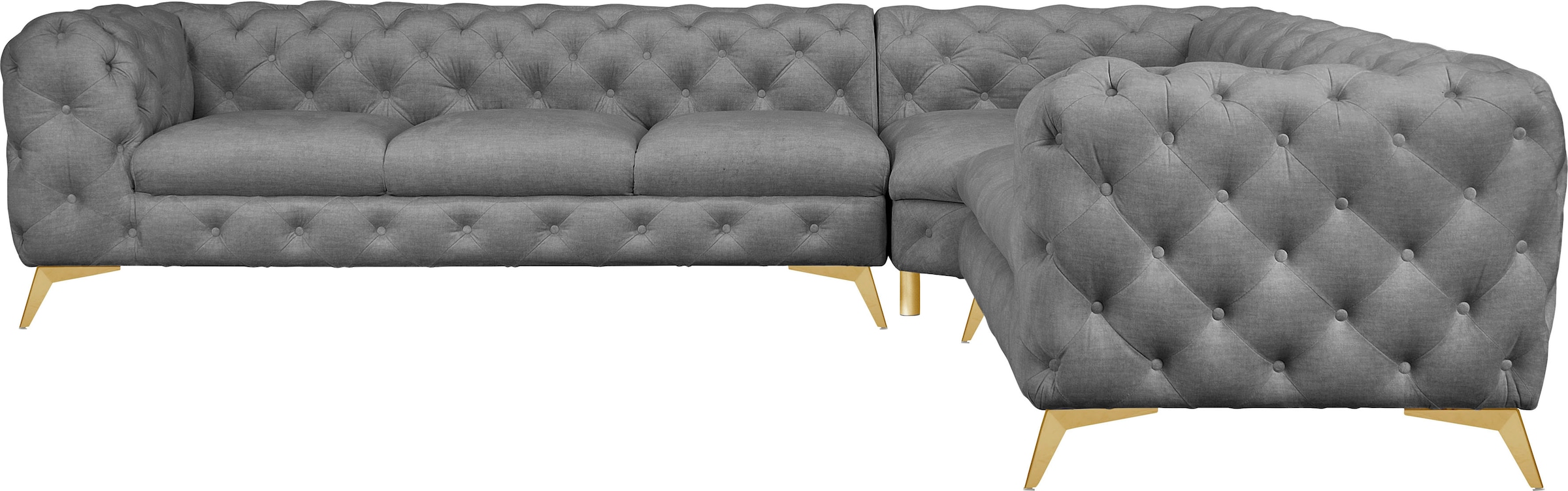 Home affaire Chesterfield-Sofa "Ecksofa GLYNIS L-Form mit Wellenunterfederu günstig online kaufen