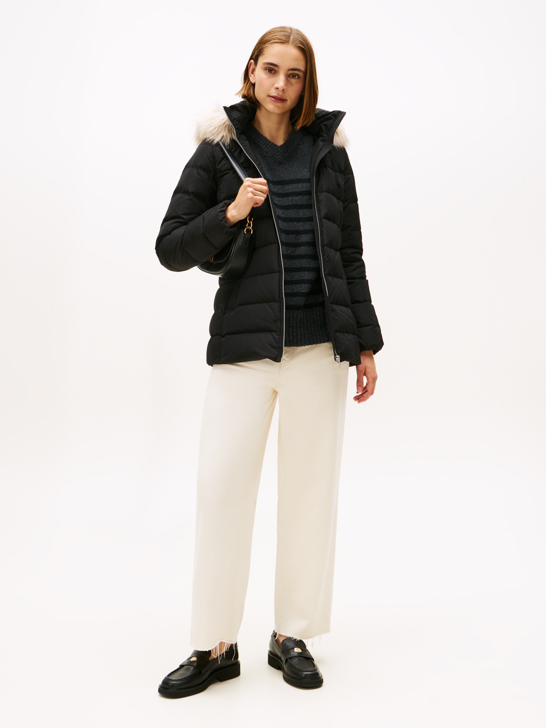 Thumbnail - Tommy Hilfiger Steppjacke "MW DOWN SLIM JACKET WITH FUR" mit Kapuze mit Fellimitat