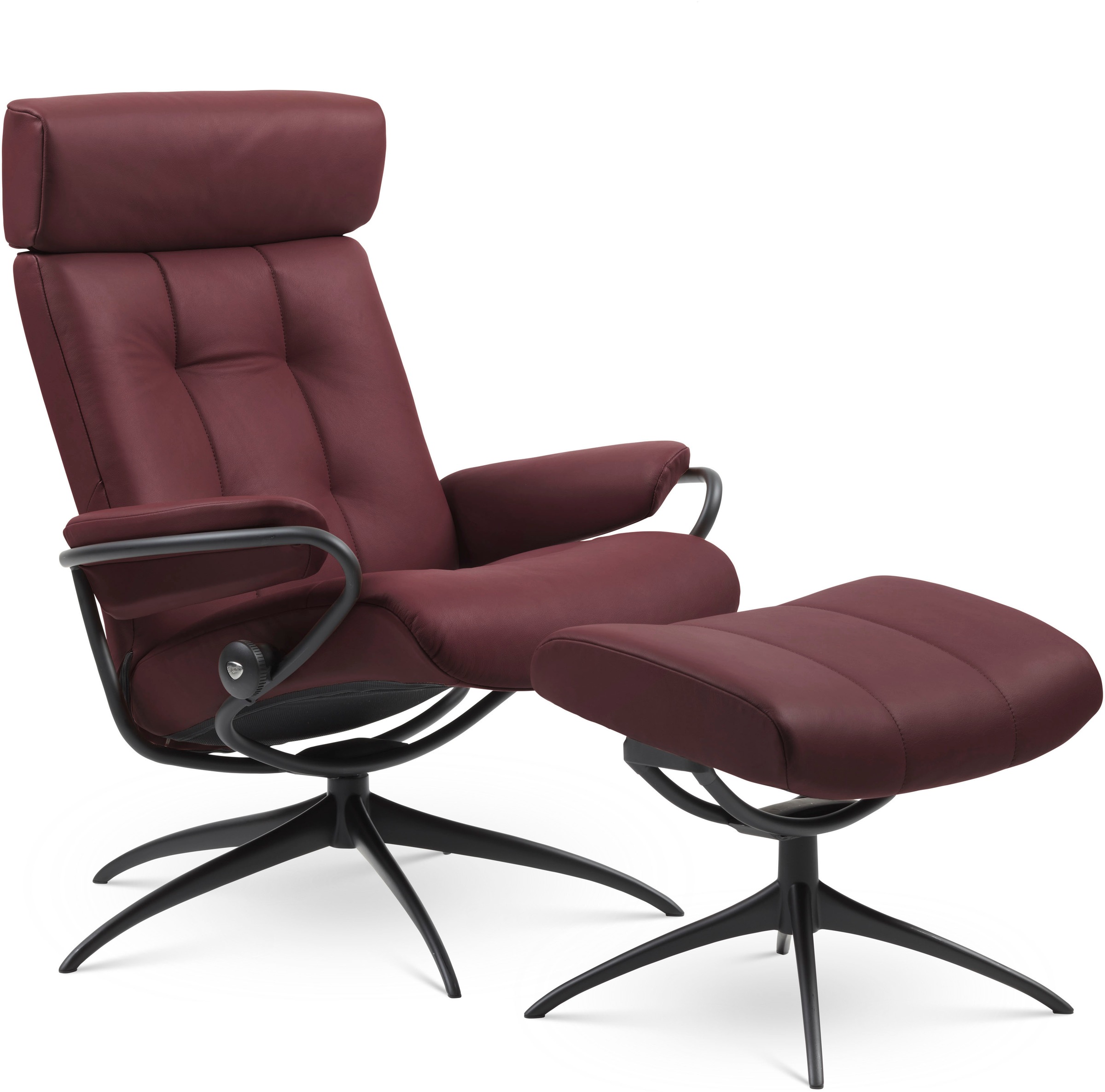 Stressless Relaxsessel Greg, (Set, Relaxsessel mit Hocker), mit Hocker, Low Back mit Kopfstütze, mit Star Base, Gestell Schwarz