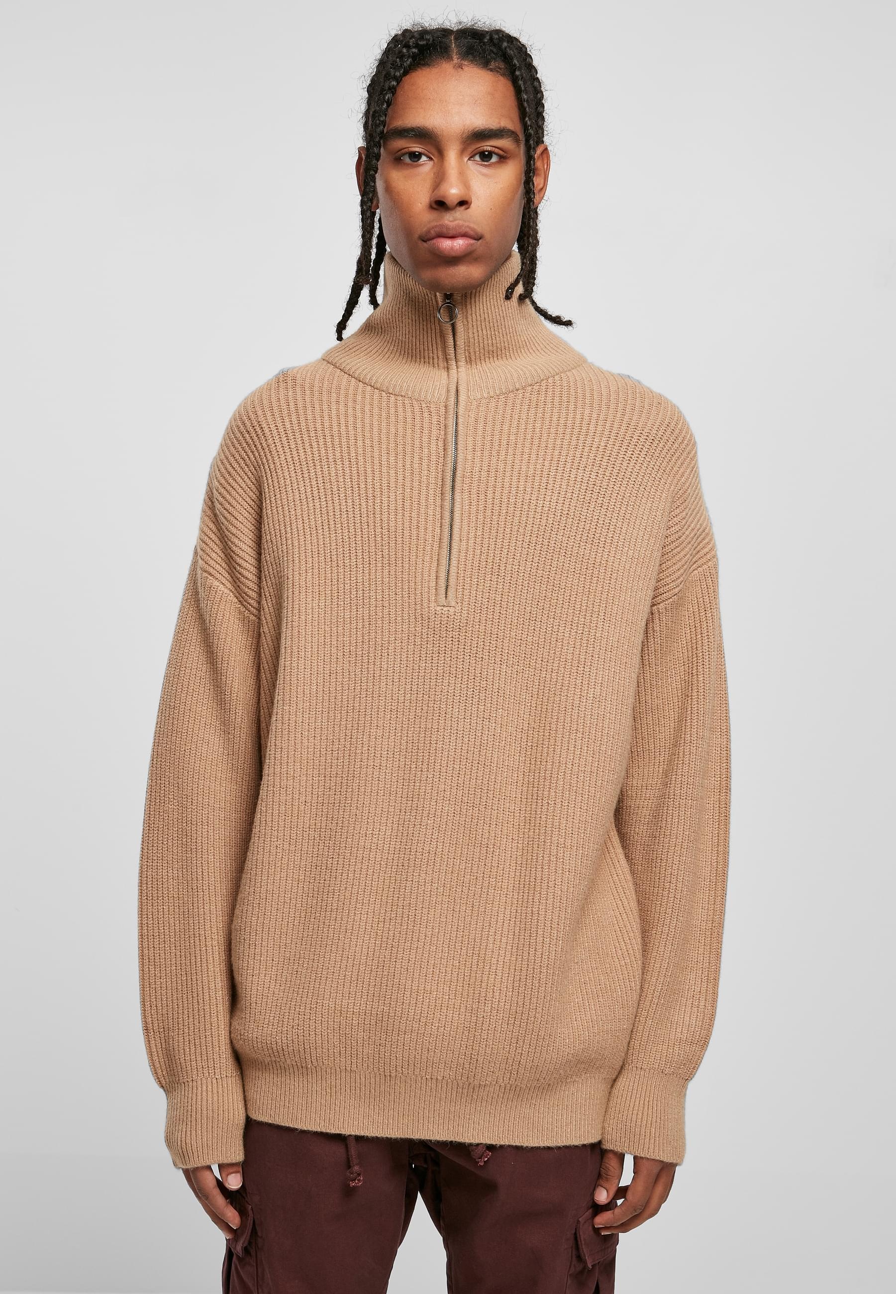 URBAN CLASSICS Sweater »Urban Classics Herren Oversized Knitted Troyer« 1 Stk. tlg.