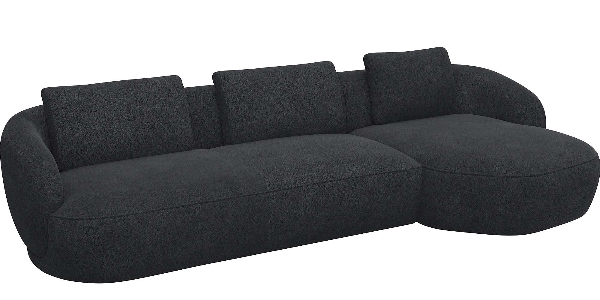 FLEXLUX Wohnlandschaft »Torino, rund, L-Form, Sofa-Ecke mit Recamiere, Longchair-Sofa«, Modernes, organisches Sofa-Design, Kaltschaum, Wellenunterfederung