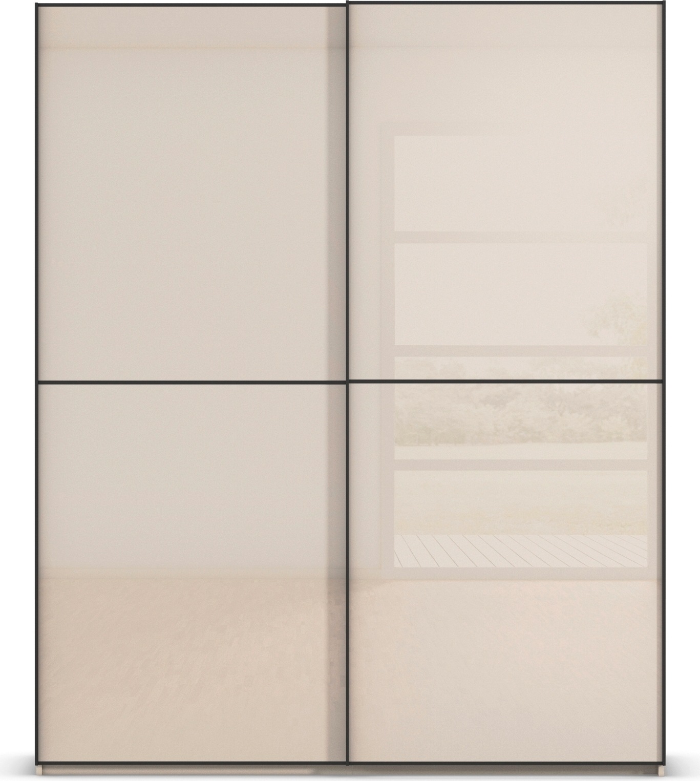 rauch Schwebetürenschrank »Kleiderschrank Schrank Garderobe Schlafzimmerschrank SCALE-DUO« edle zweigeteilte Türen Glas-Front mit 3 Zierleisten MADE IN GERMANY