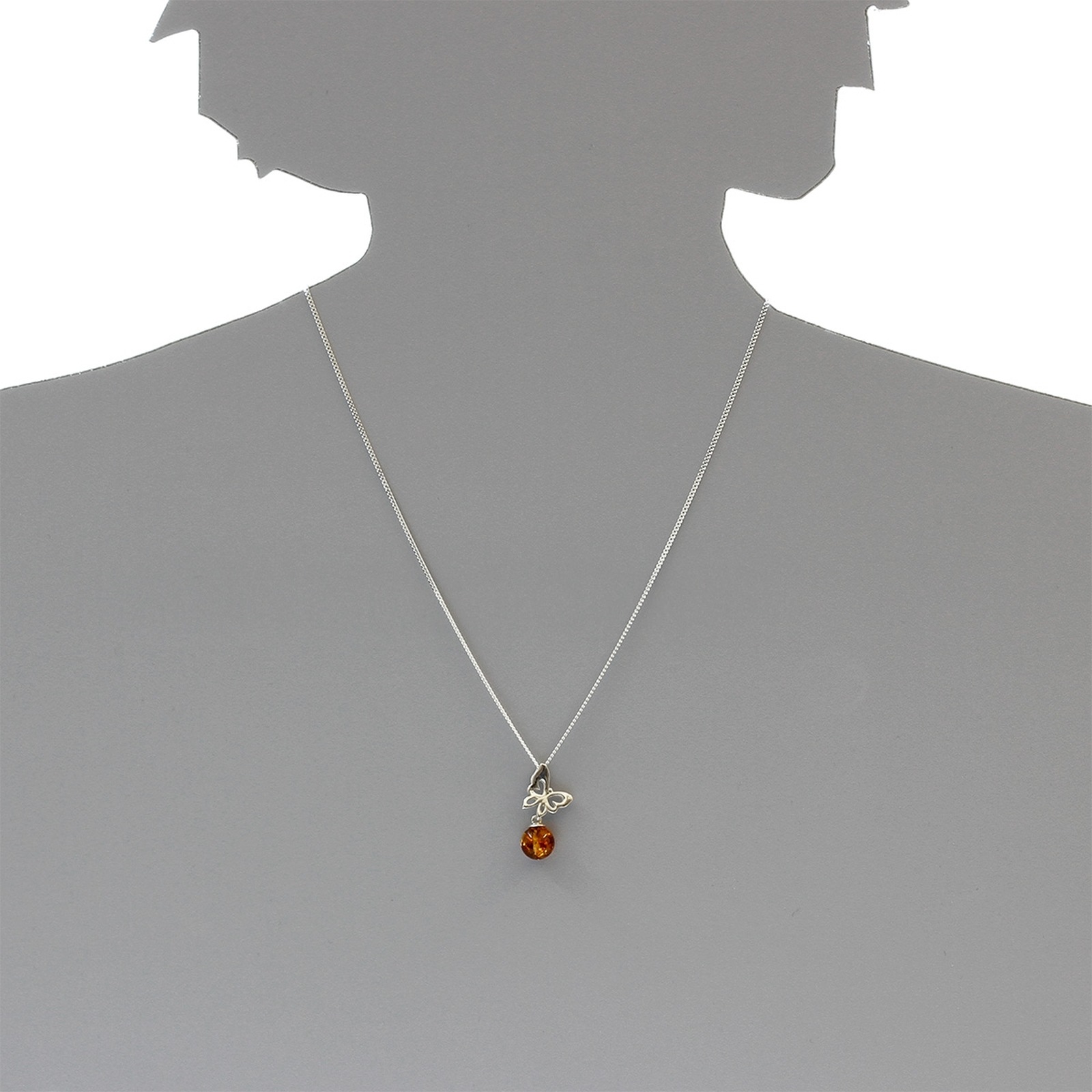 OSTSEE-SCHMUCK Kette mit Anhänger »- Gleiter-Schmetterling - Silber 925/000 - Bernstein«