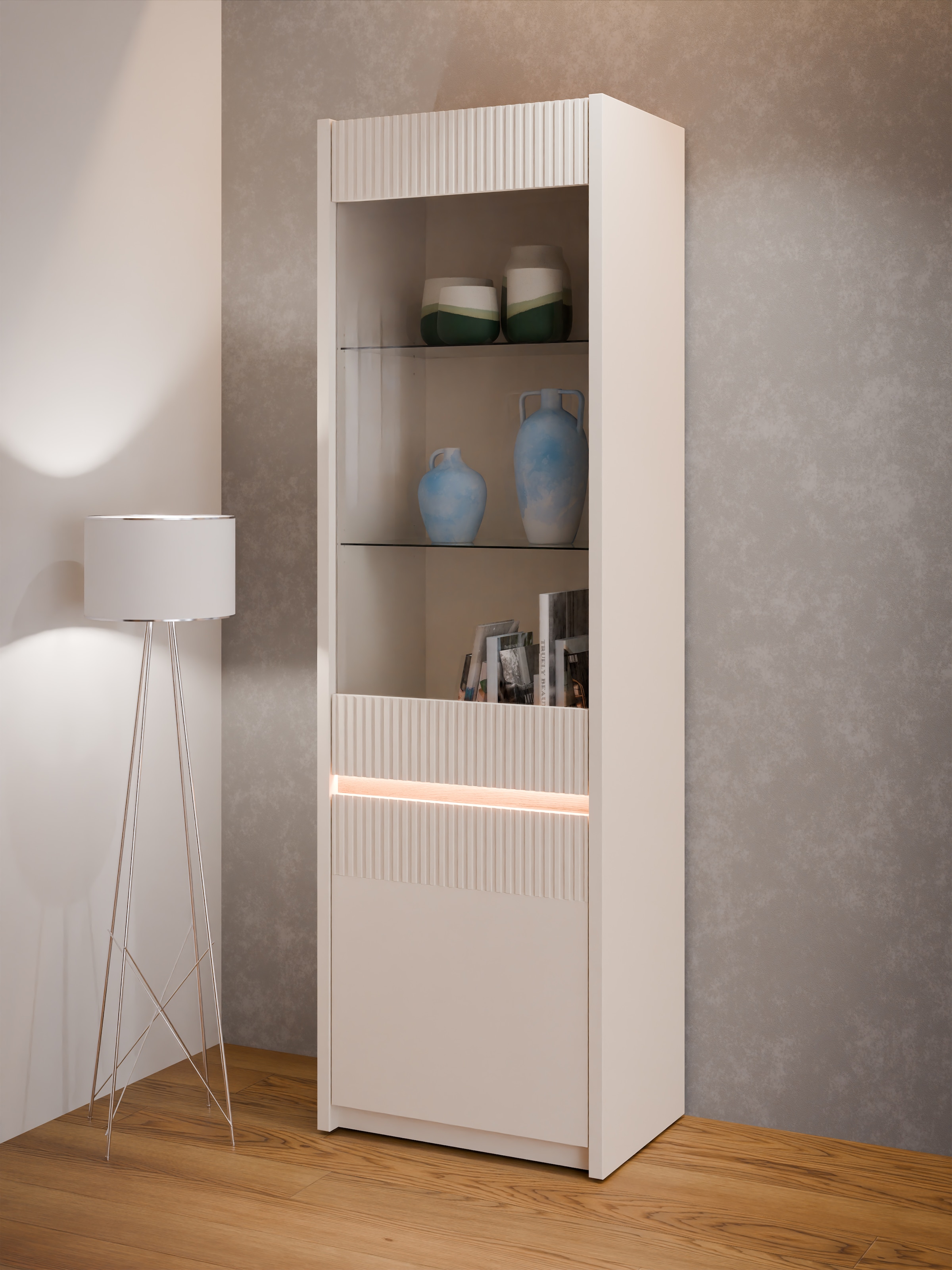 FORTE Vitrine "Oak Squere", Vitrine, Beleuchtung, Glastüre, grifflos günstig online kaufen