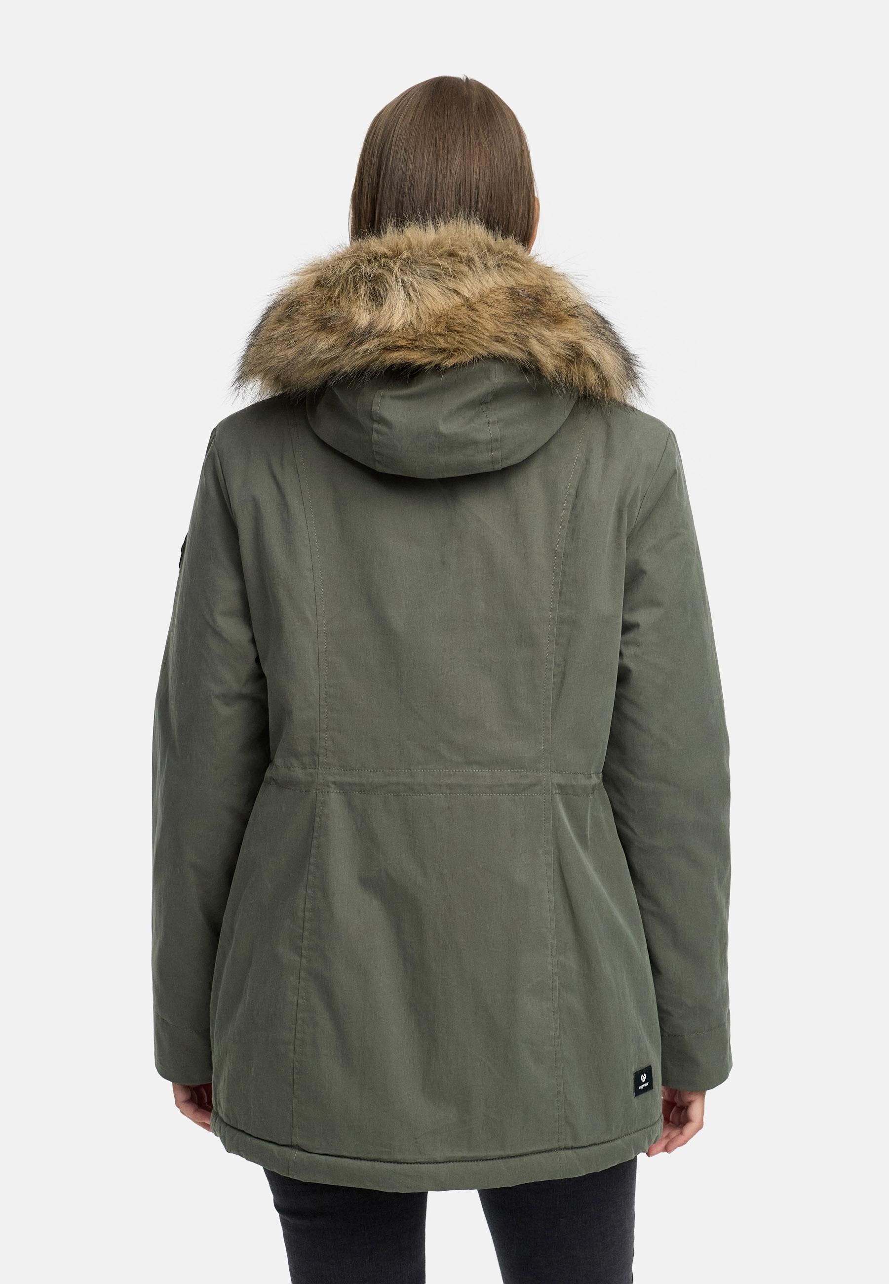 Ragwear Kurzmantel »Monadetta Warm« Kurzer Wintermantel mit Kunstfellbesatz