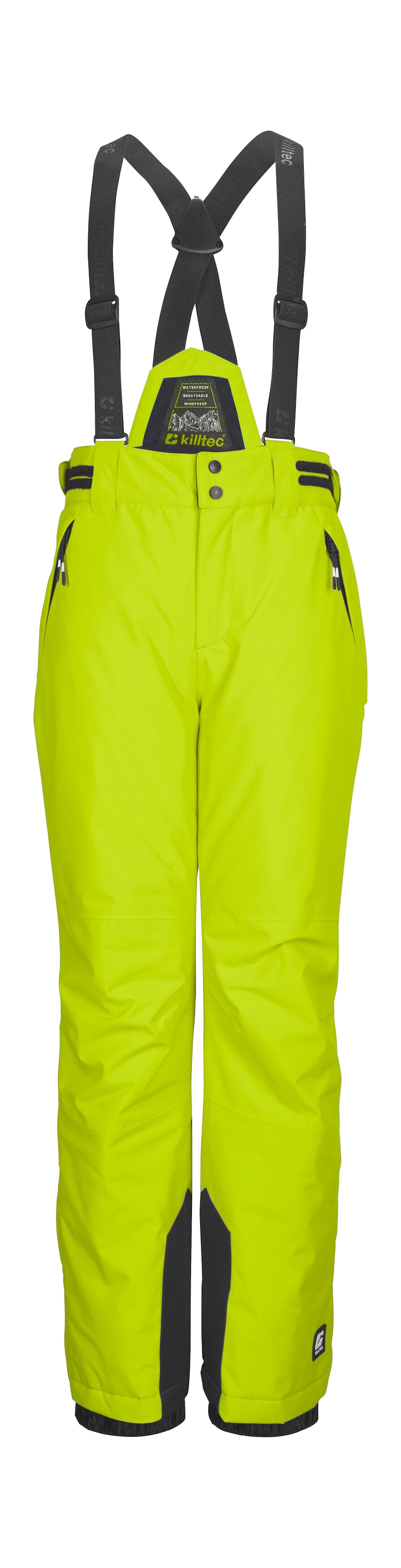 Skihose KILLTEC "KSW 214 BYS SKI PNTS", Mädchen, Gr. 164, Normalgrößen, gelb (neongelb), Obermaterial: 100% Polyester;Futter: 100% Polyester;Füllung: 100% Polyester, Hosen Skihose, Wasserdichte, atmungsaktive Skihose mit verstellbarem Latz.