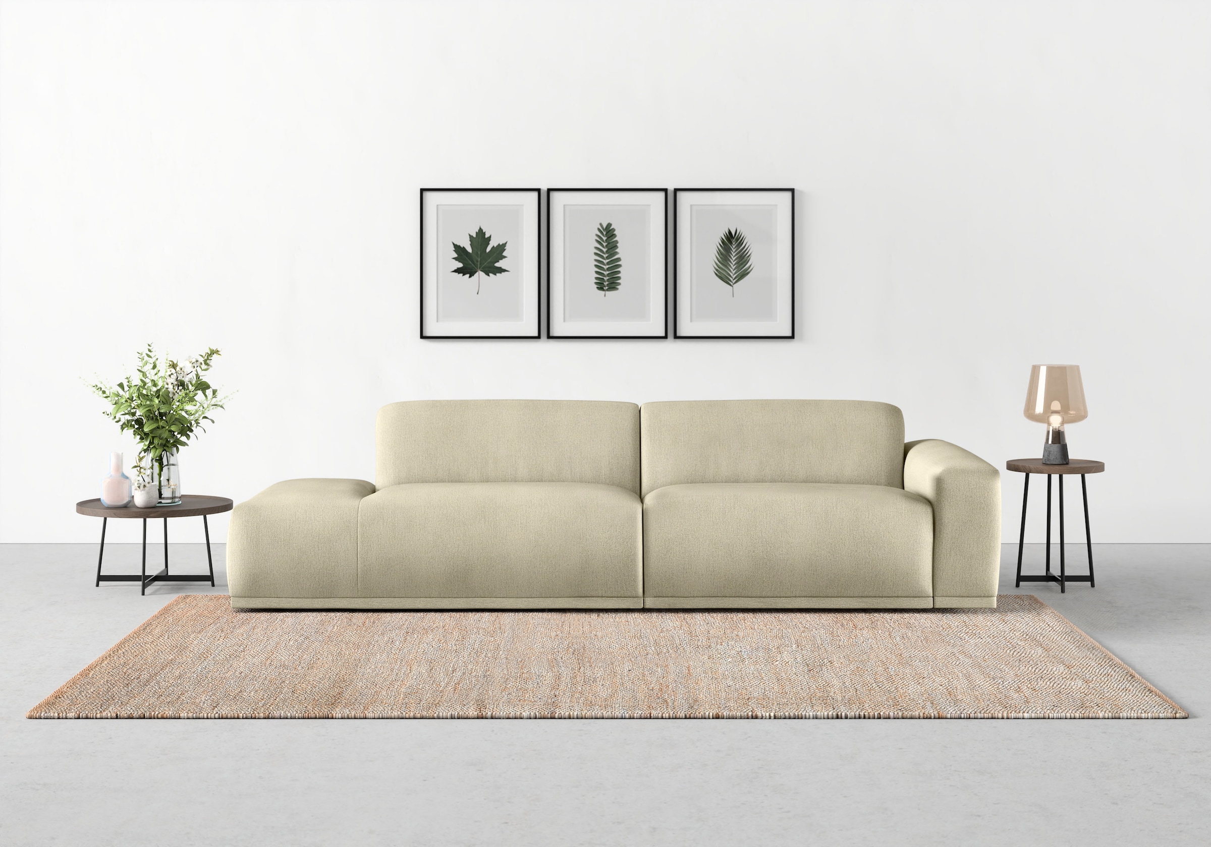 TRENDMANUFAKTUR Big-Sofa "Braga, mit hochwertigem Kaltschaum, Megasofa, Japandi-Design" modernes Big-Sofa, Couch mit hohem Sitzkomfort, 277/72/107 cm (B/H/T)