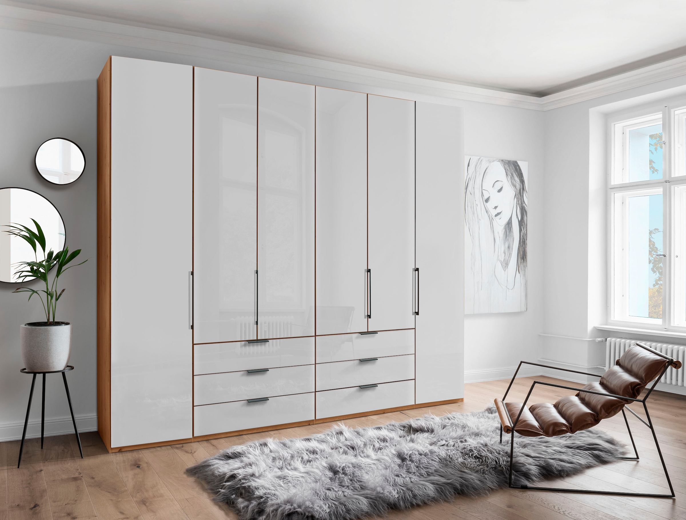 WIEMANN Kleiderschrank "Monaco" mit Glasfront sowie hochwertige Beschläge inkl. Dämpfung