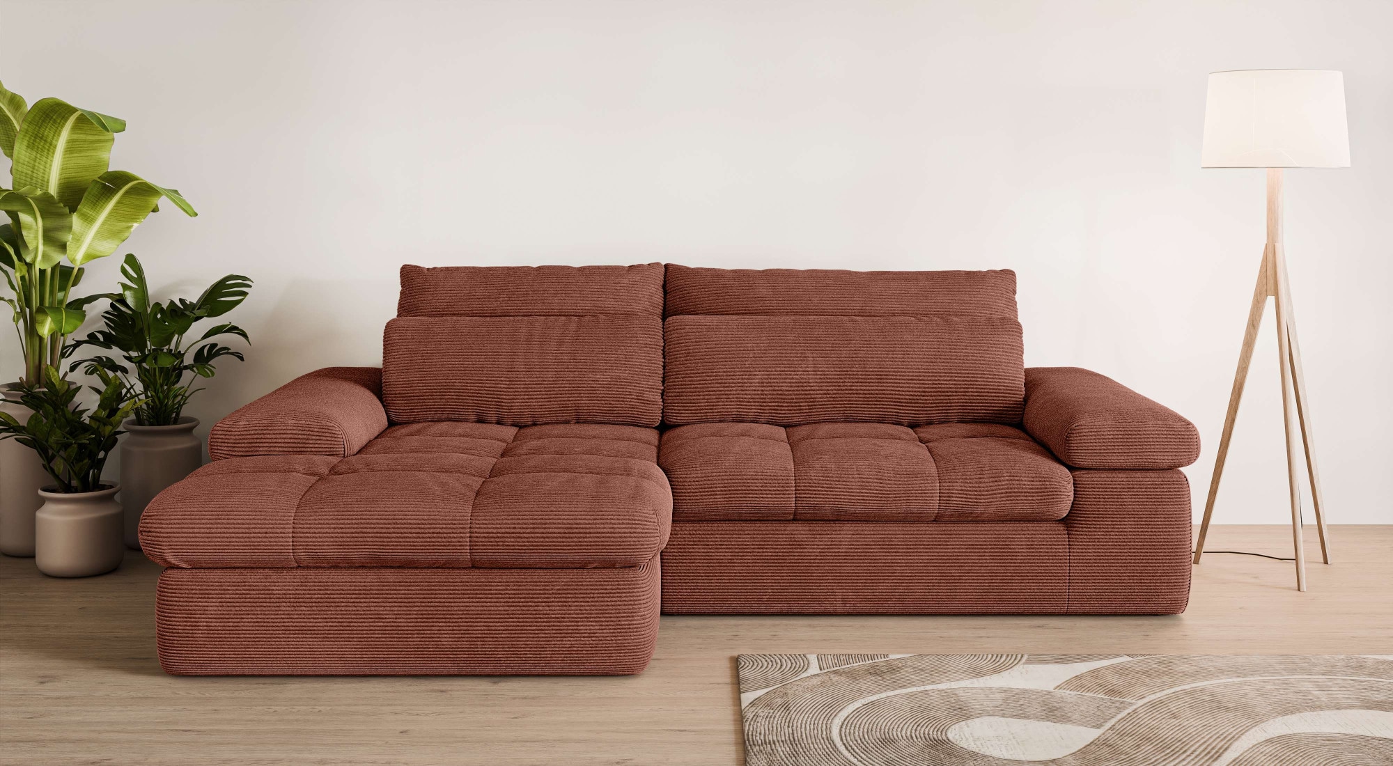 Home affaire Ecksofa "ALVERIE mit Recamiere, moderne Steppung, Maße: B/T/H günstig online kaufen