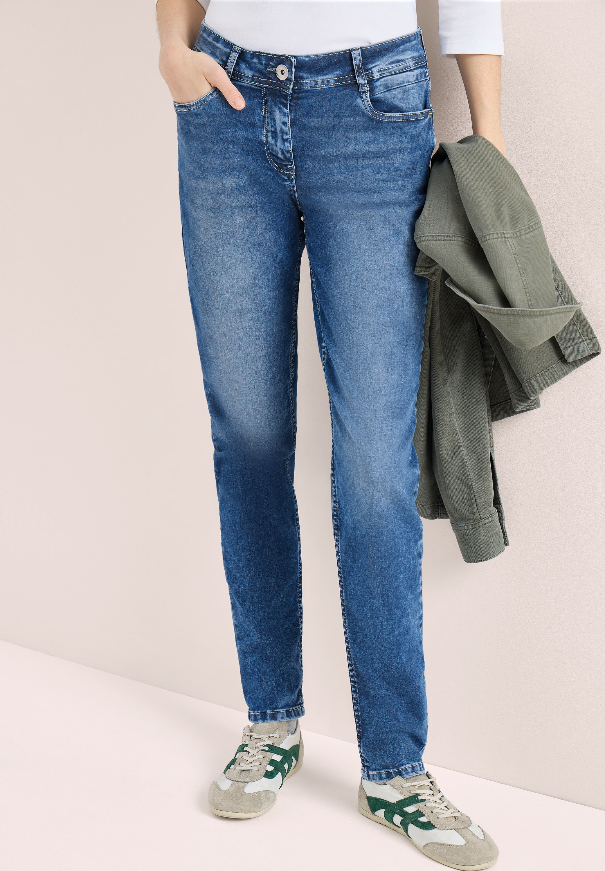 Thumbnail - Cecil Comfort-fit-Jeans Middle Waist