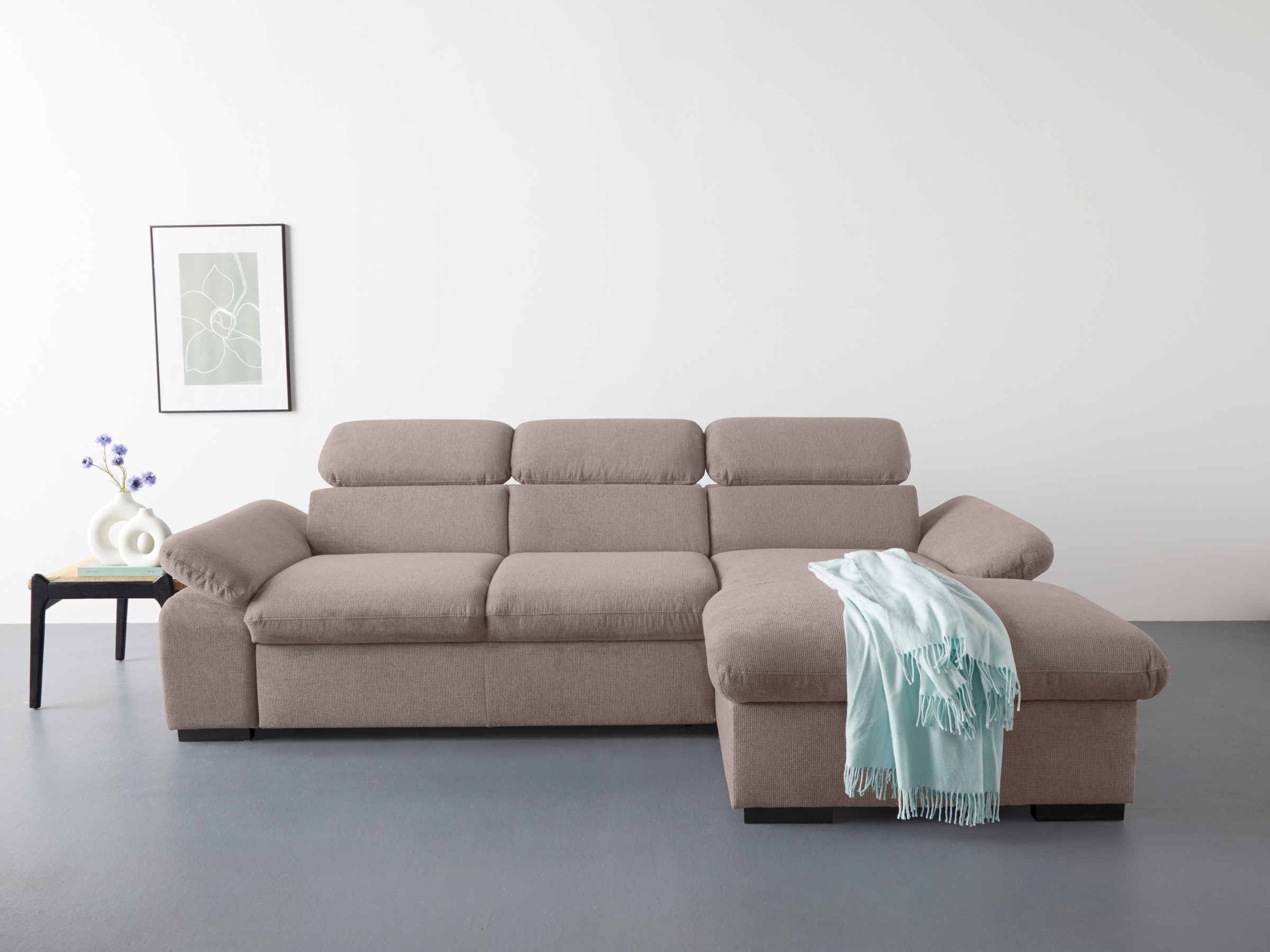 COTTA Ecksofa "Lola L-Form mit Kopfteilfunktion & Hocker", (Set, mit Hocker günstig online kaufen