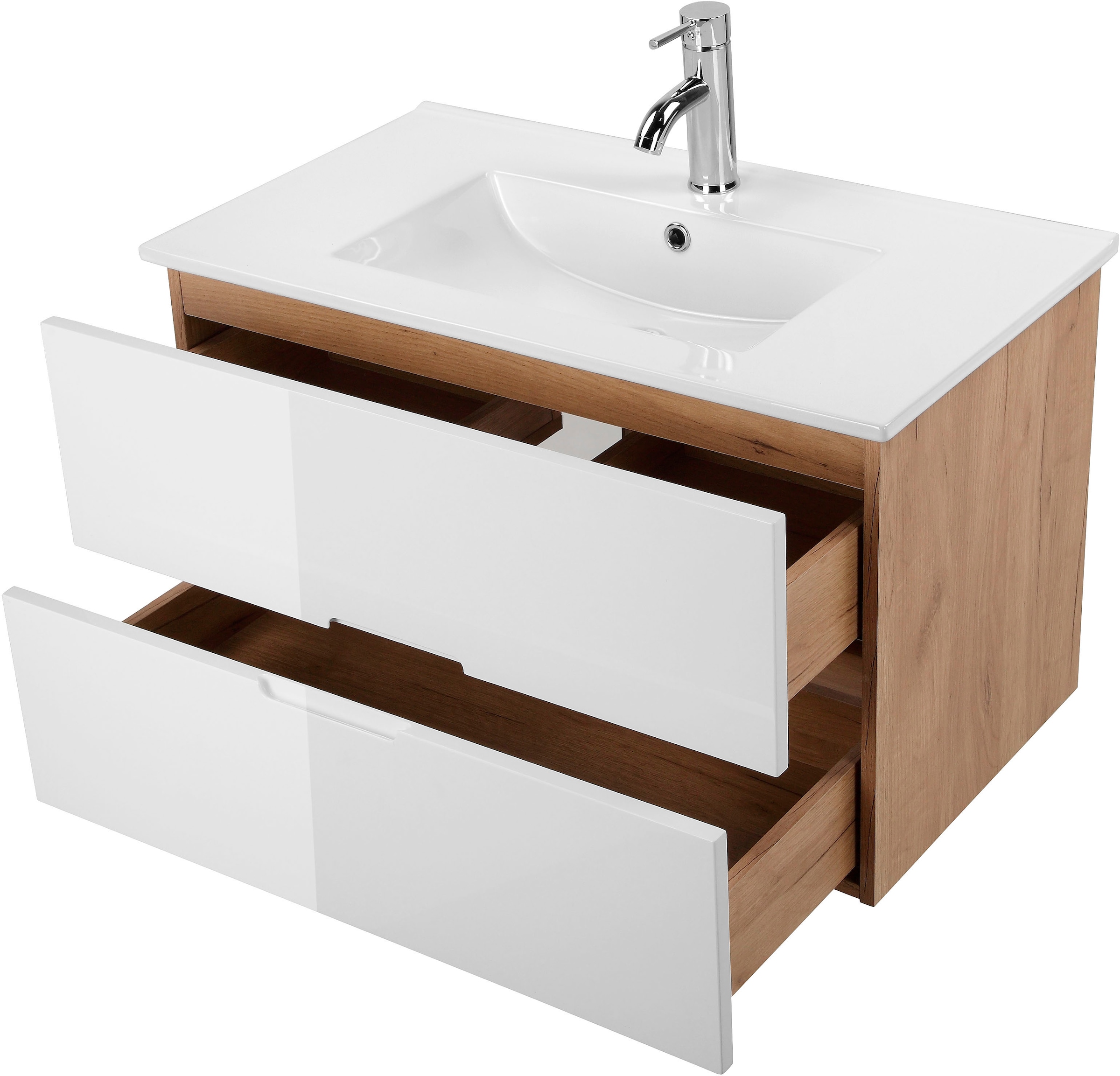 | cm und Waschbecken andas Waschtisch 2 Unterschrank BAUR »Lund mit 80 Waschplatz Becken«, Badezimmerschrank Breite Auszügen mit