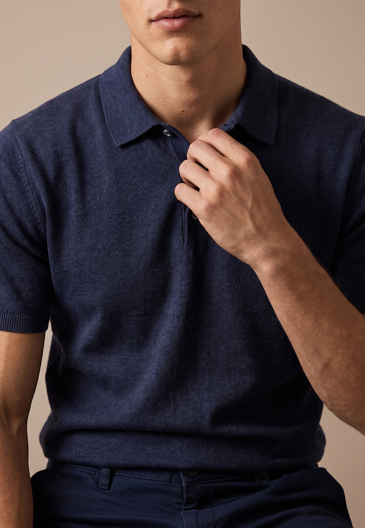 FYNCH-HATTON Polokragenpullover Sommershirt mit Stickerei