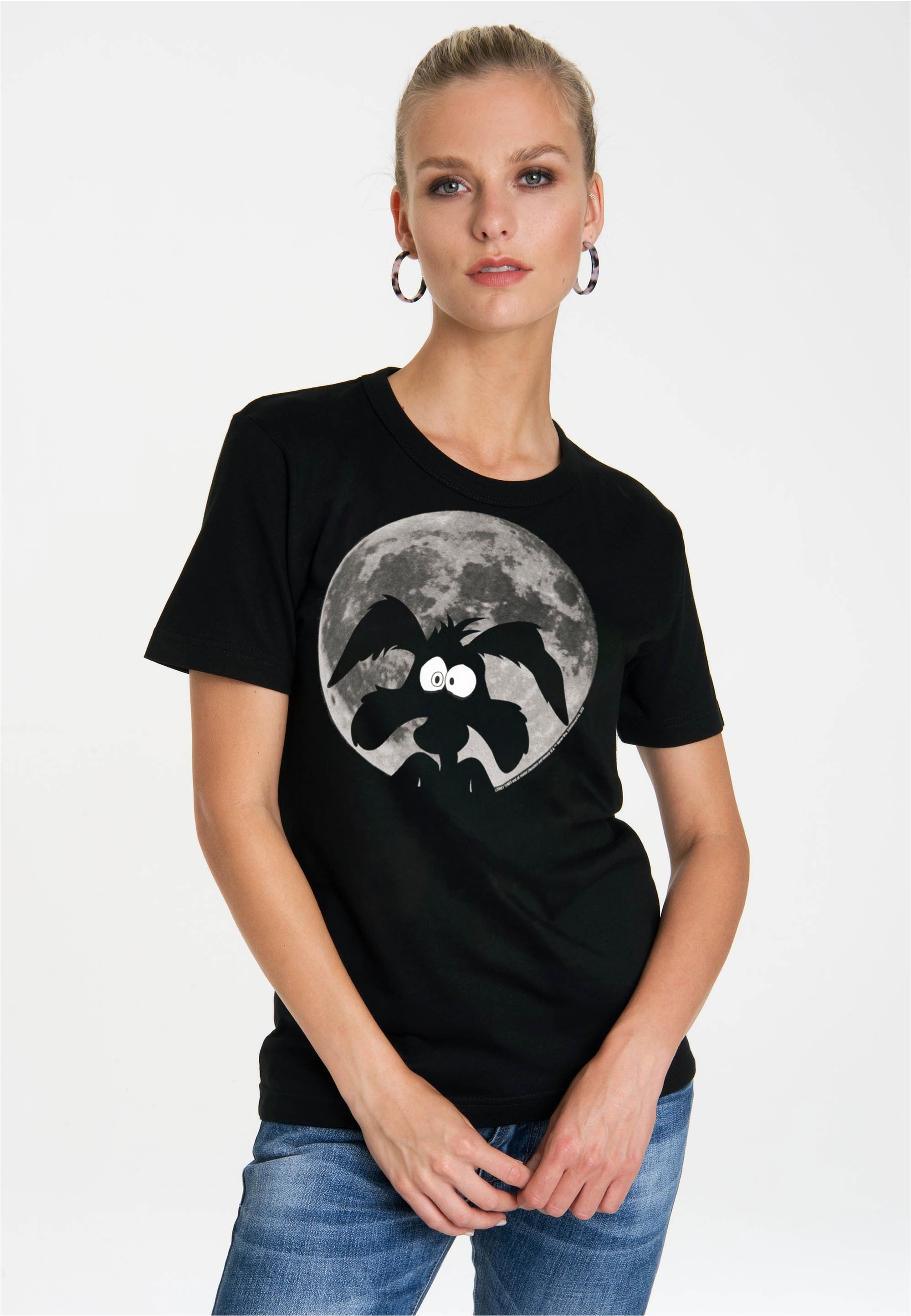 LOGOSHIRT T-Shirt "Looney Tunes - Coyote Mond" mit coolem Print