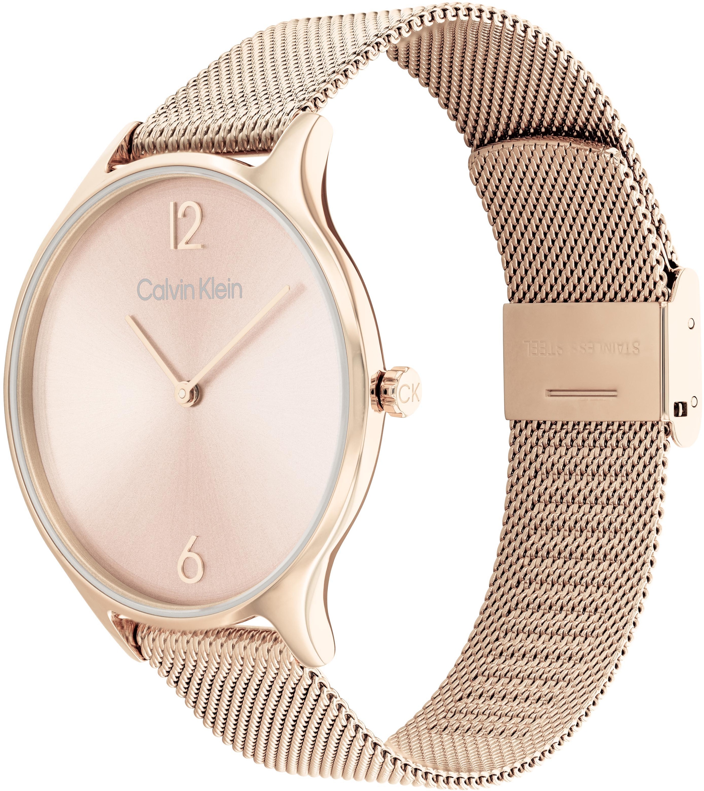 Calvin Klein Quarzuhr »TIMELESS 2H«, Armbanduhr, Damenuhr, Mineralglas, Edelstahlarmband