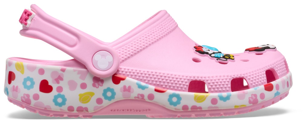 Crocs Clog »Mickey Friends Minnie Classic Clog K«, Hausschuh mit buntem Motiv