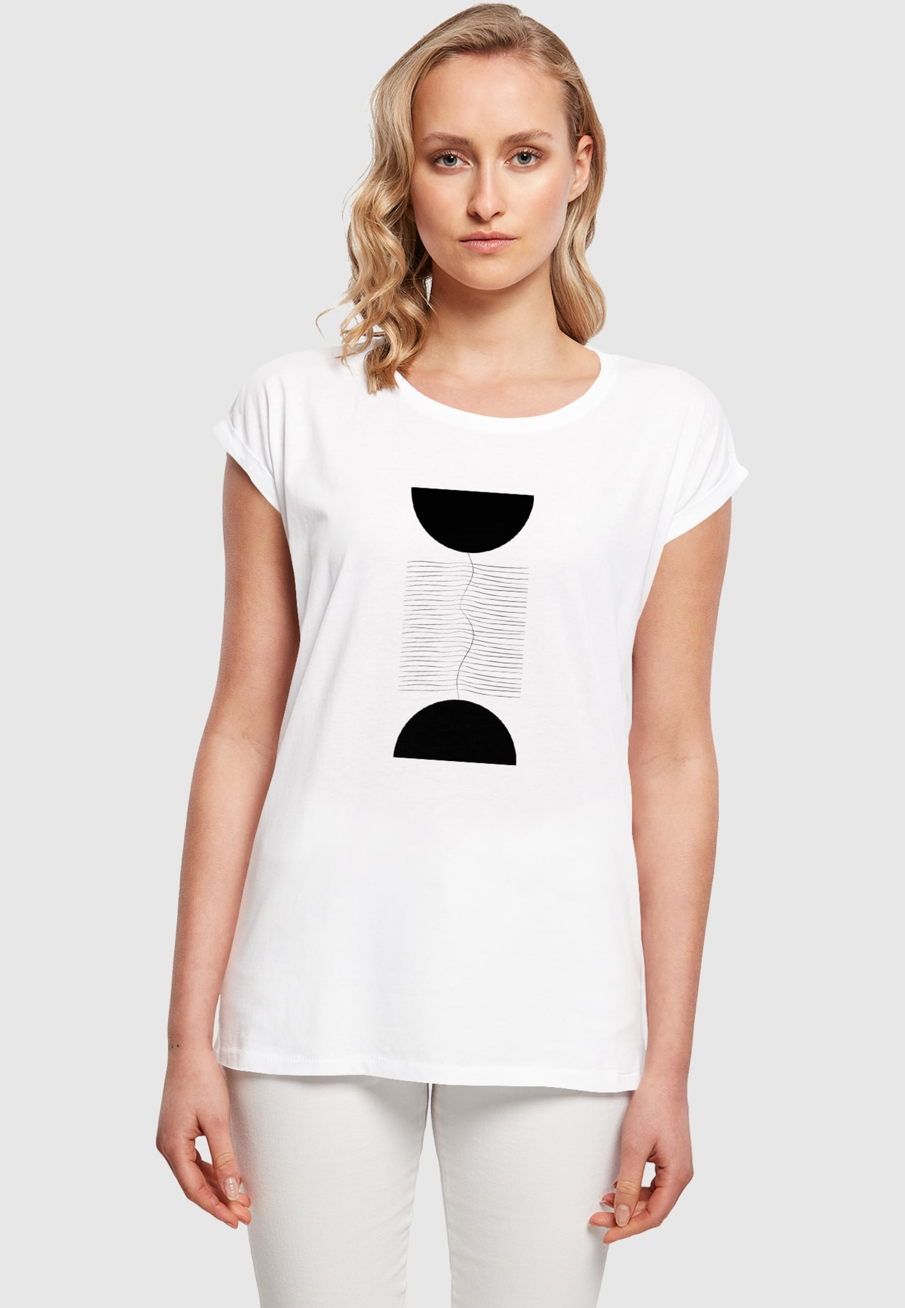 Thumbnail - Merchcode T-Shirt "Merchcode Ladies Abstract Lines Extended Shoulder Tee" 1 Stk. tlg.