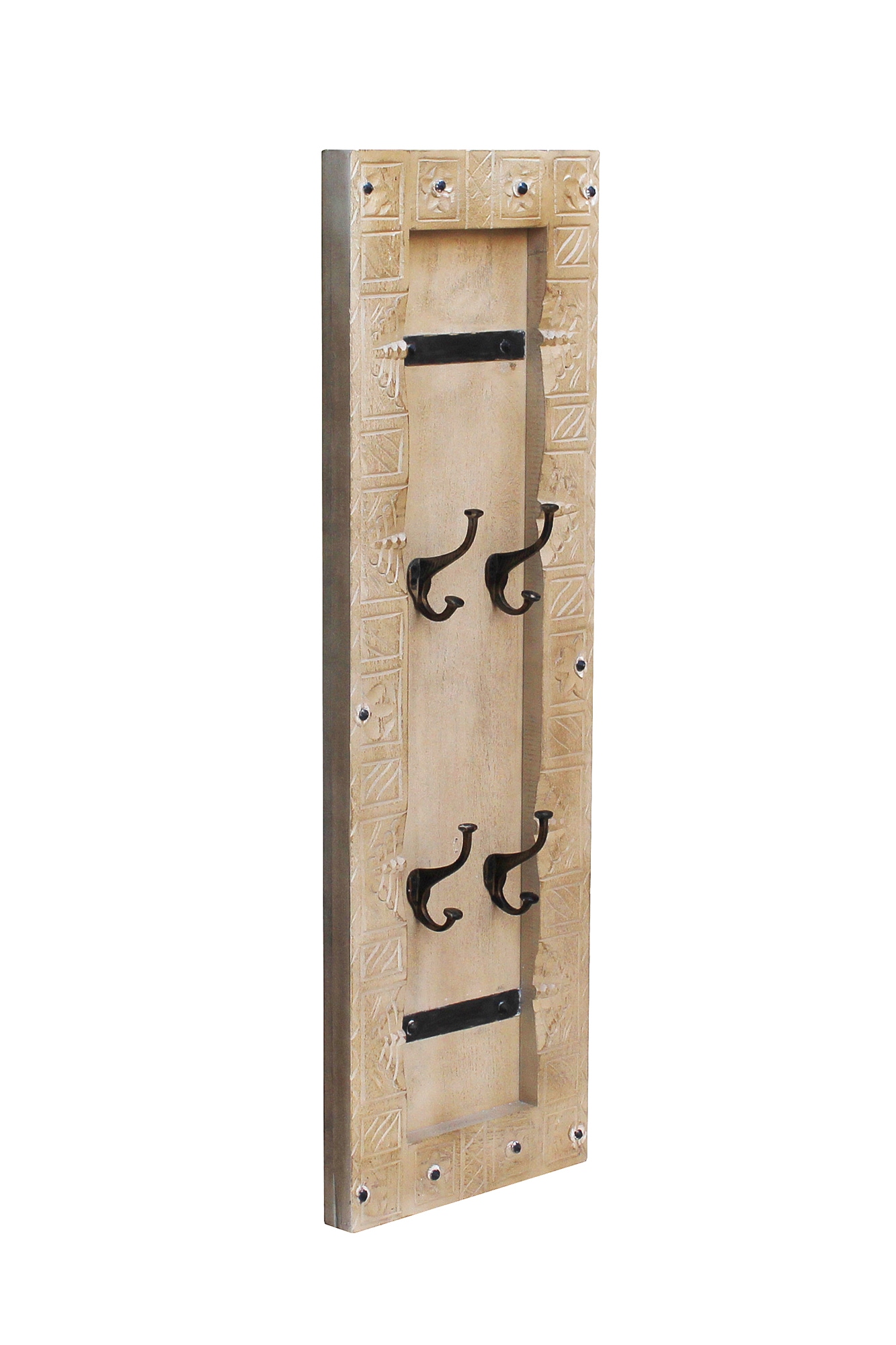 SIT Garderoben-Set, (Set, 3 St., Dielen-Set), Front mit aufwändigen Schnitzereien, Ringgriffe & Beschläge aus Metall