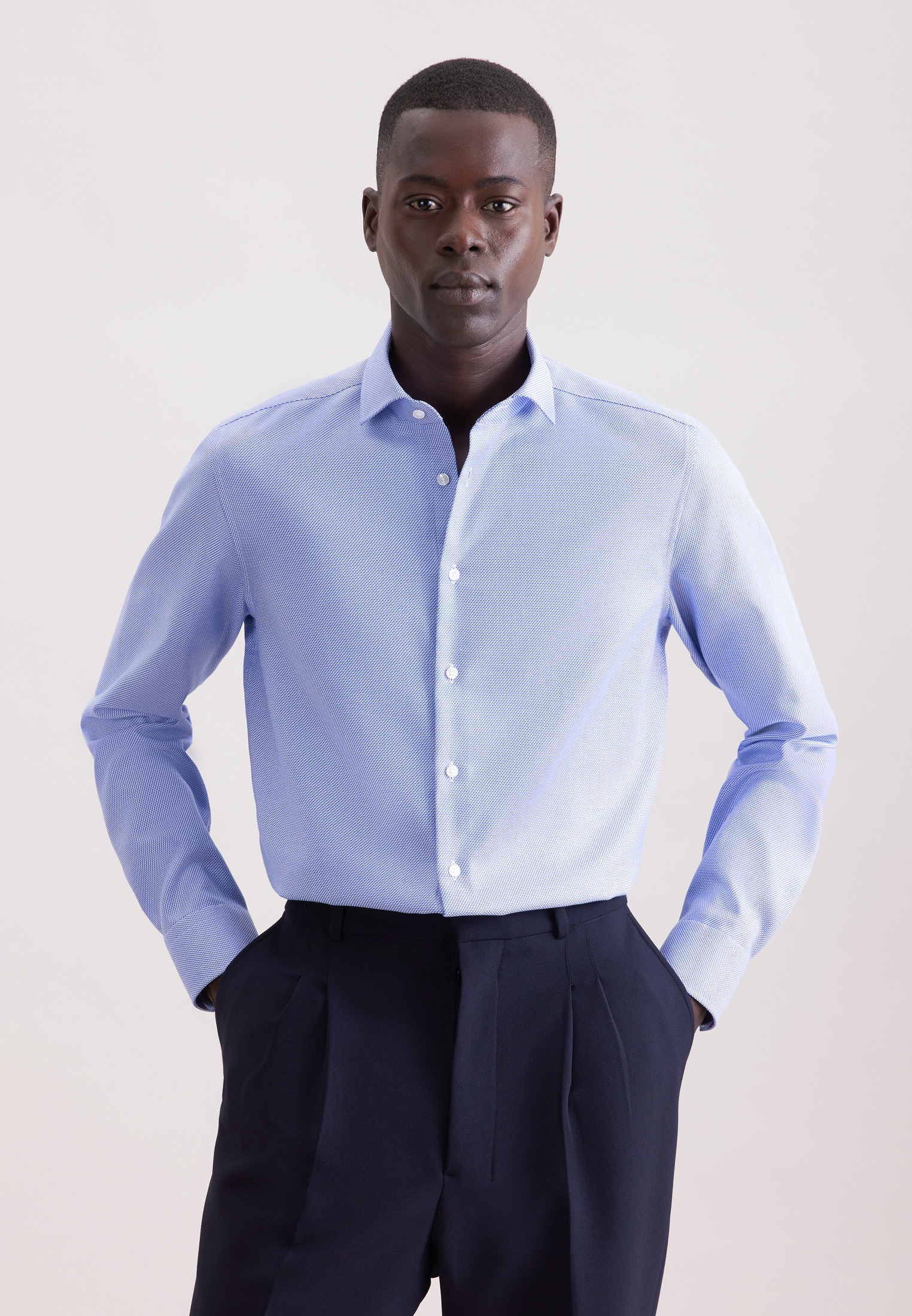 seidensticker Businesshemd "Schwarze Rose" Slim 1/1 Kentkragen Struktur günstig online kaufen