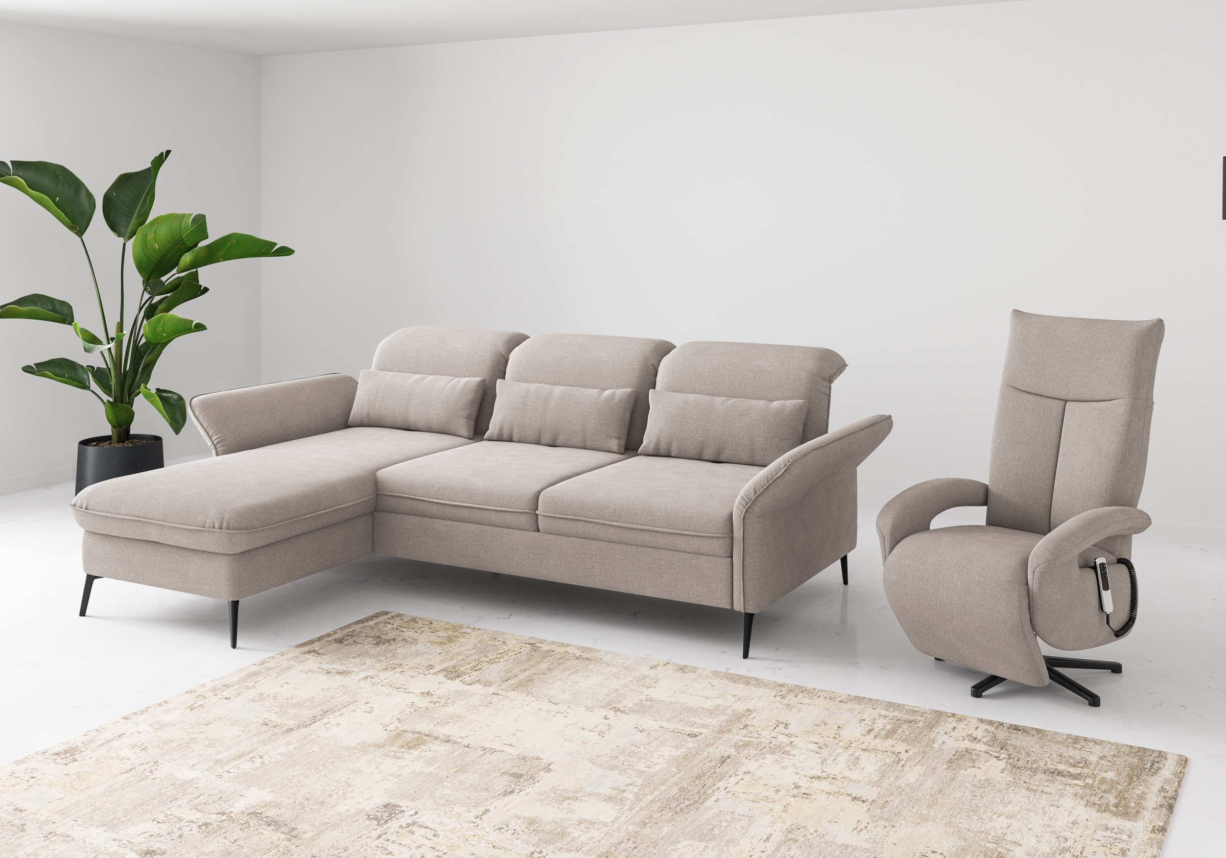 sit&more Ecksofa »Emely«, mit Sitztiefenverstellung optional mit Bettfunktion und Bettkasten