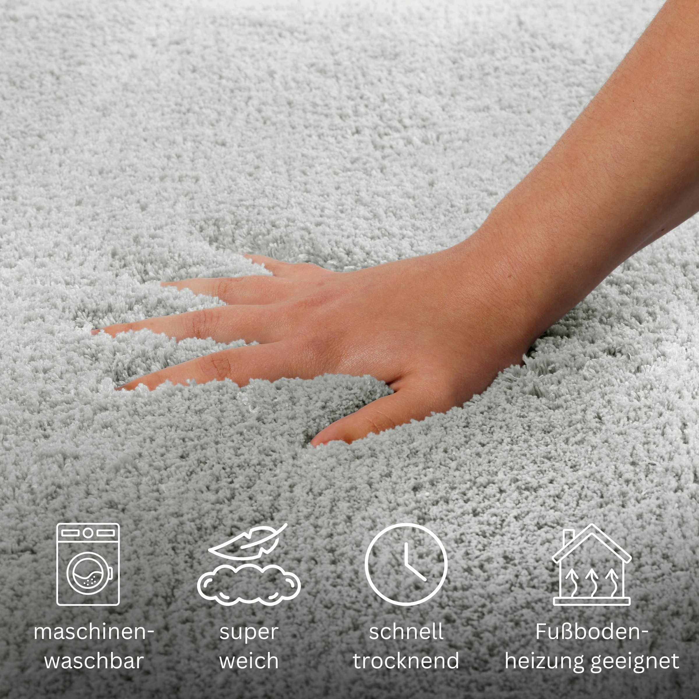 my home Badematte »Kaarin«, rutschhemmend beschichtet, schnell trocknend, Badteppich, getuftet, flauschig, hochflor, große Farbauswahl