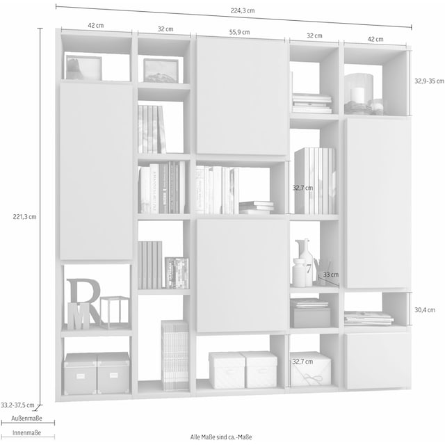 fif möbel Raumteilerregal »TORO 530-1«, Breite 224 cm bestellen | BAUR