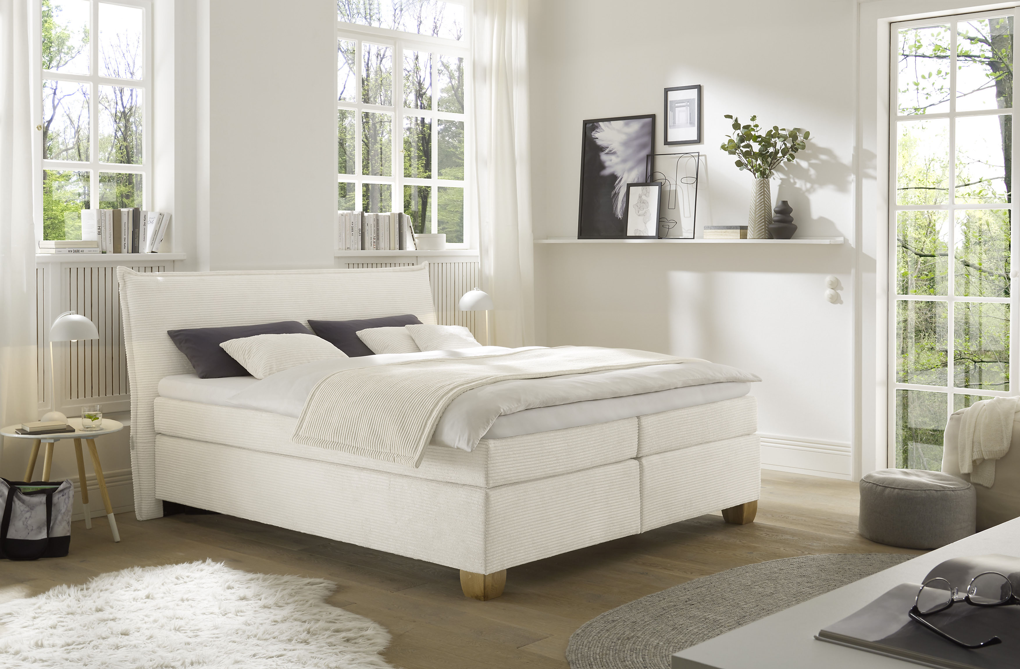 hapo Boxspringbett "Hana, in verschiedenen Breiten und Härtegraden erhältlich" Bett mit samtartigem Stoff bezogen, inkl. Topper
