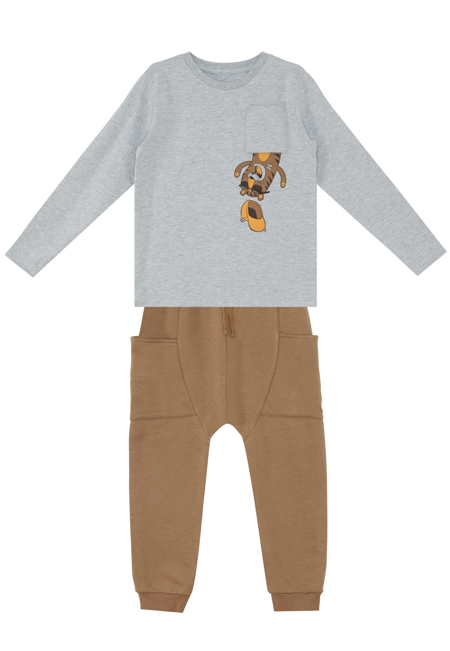 Denokids Hausanzug »Pocket Tiger«, (2 tlg.), mit Tier-Motiv