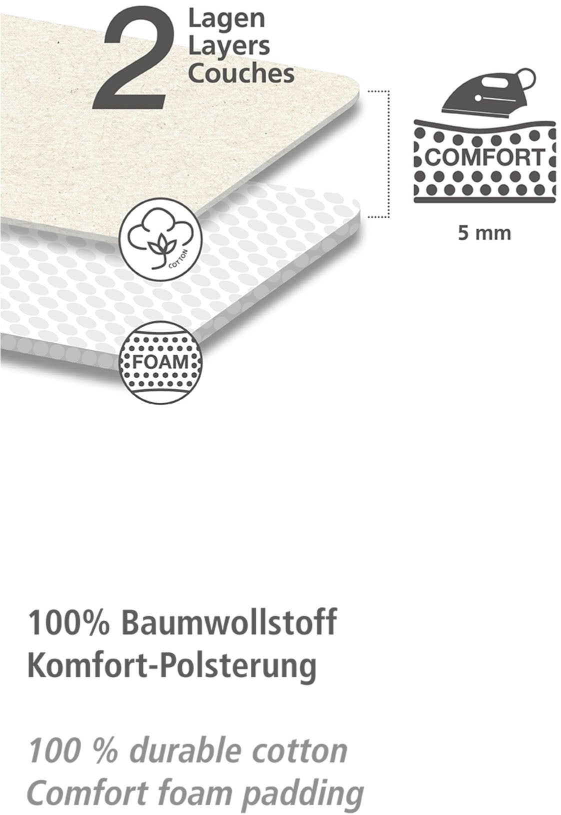 WENKO Bügelbrett »Modell Base«, Bügelfläche 110 cmx30 cm, höhenverstellbarer Bügeltisch, platzsparend klappbar