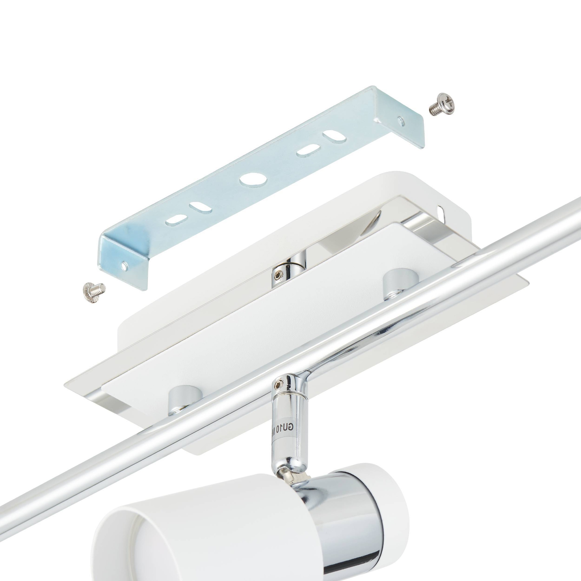 EGLO Deckenleuchte »Davida Deckenlampe, Deckenspot aus Metall, Wohnzimmerlampe, GU10« GU10 1 Stk. Spot - L58 x B7 cm - chrom, weiß - 3X4,6W inkl.