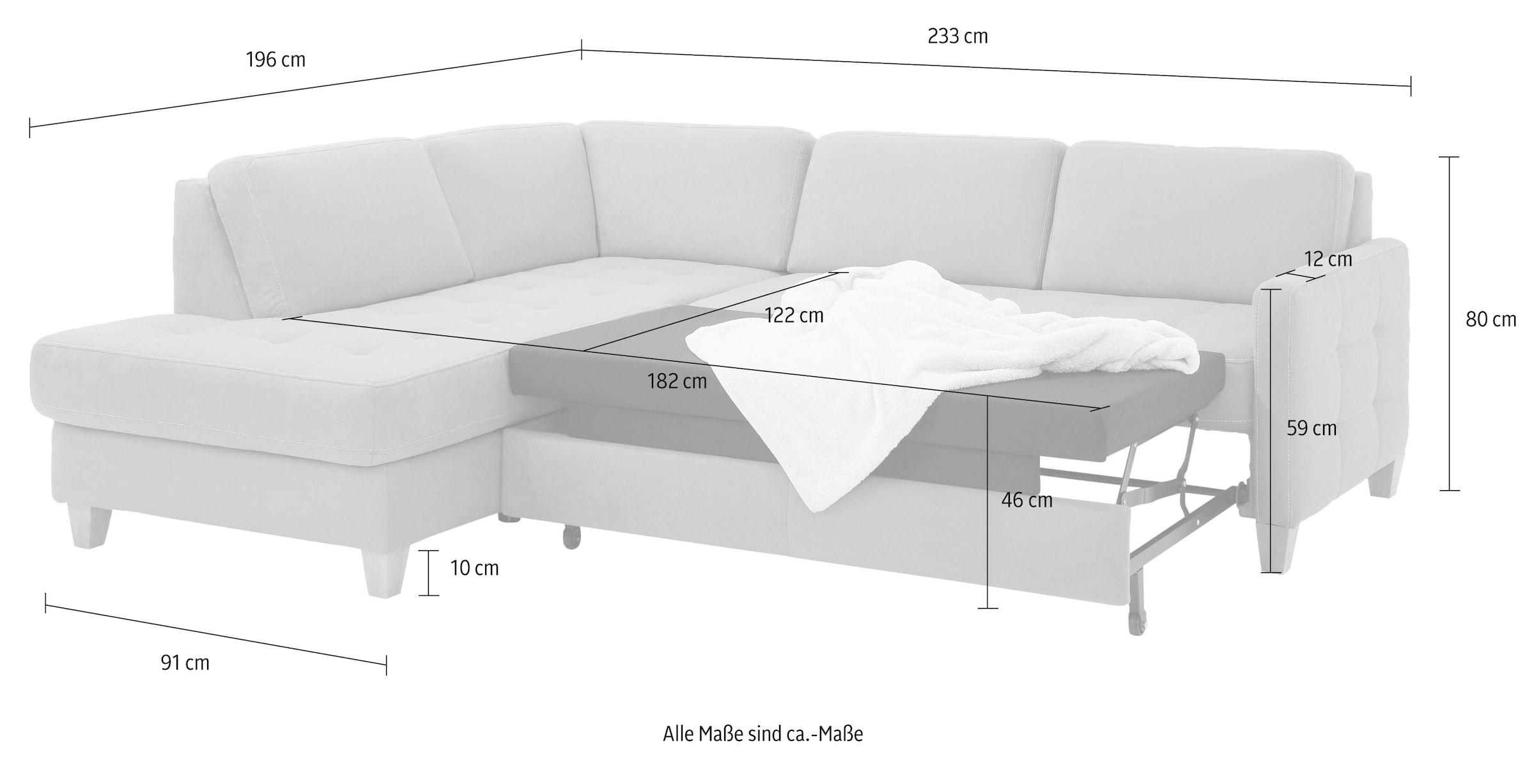 Home affaire Ecksofa »Earl L-Form«, wahlweise auch mit Bettfunktion oder Bettfunktion mit Bettkasten