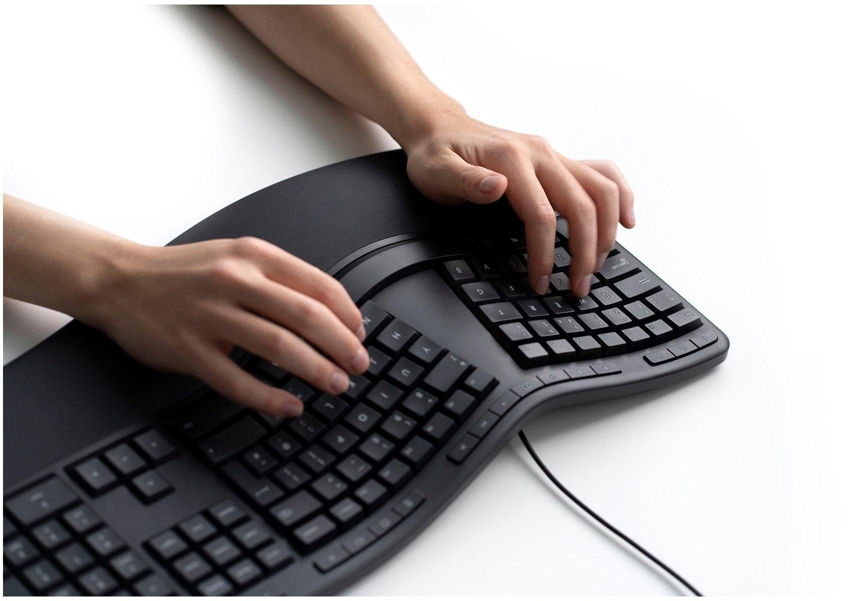 Microsoft ergonomische Tastatur »LXM-00006«, (ergonomische Form-USB-Anschluss)