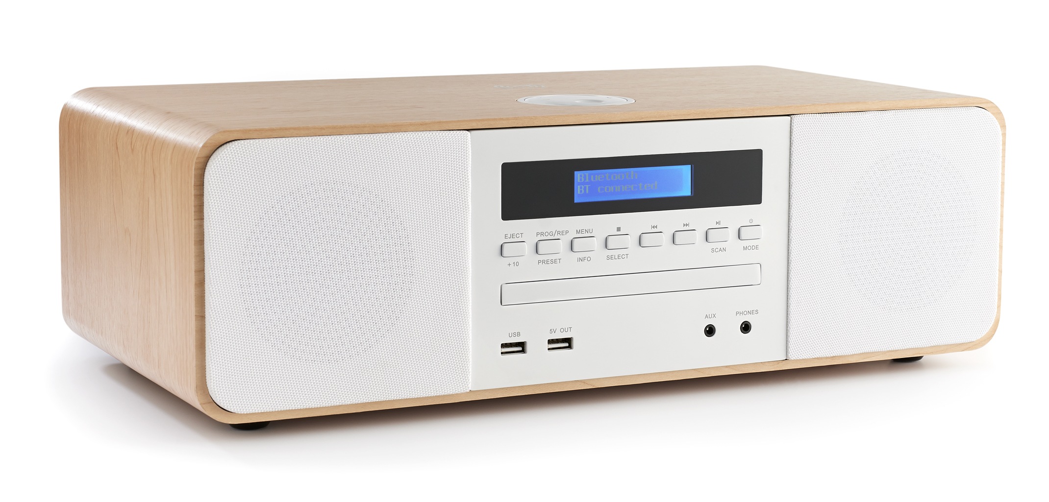 Thomson Kompaktanlage »MIC201IDABBT weiß/braun, CD, 50 Watt«, Displaybeleuchtung-UKW Radio-USB-Audiowiedergabe, DAB+, Induktion Charging
