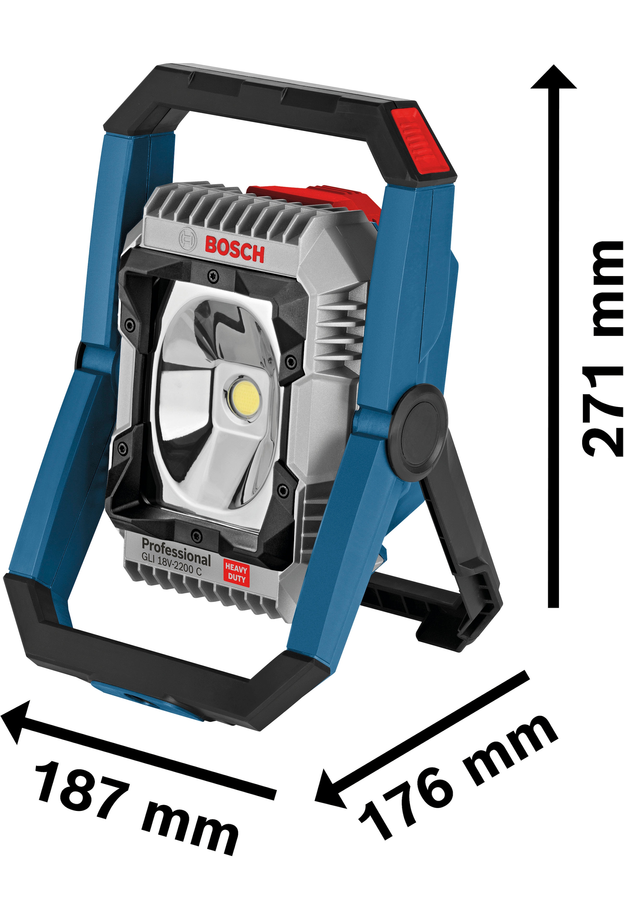 Bosch Professional Baustrahler »»GLI 18V-2200 C« aus dem 18V-Sortiment«, vielseitig, robust mit 2.200 Lumen, ohne Akku ohne Ladegerät