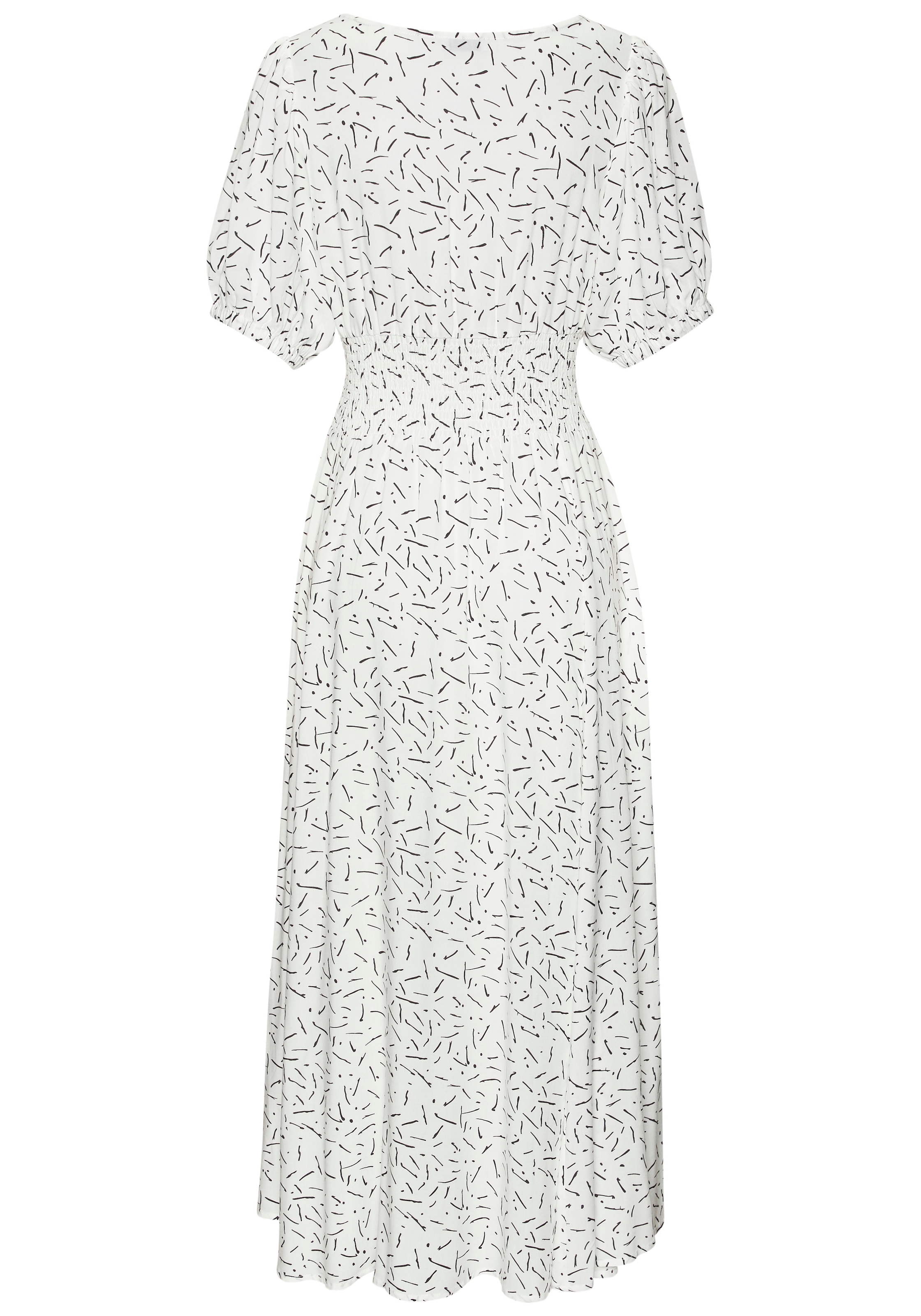 LASCANA Maxikleid Ohne Taschen mit Alloverdruck und V-Ausschnitt, gewebtes Sommerkleid, Strandkleid